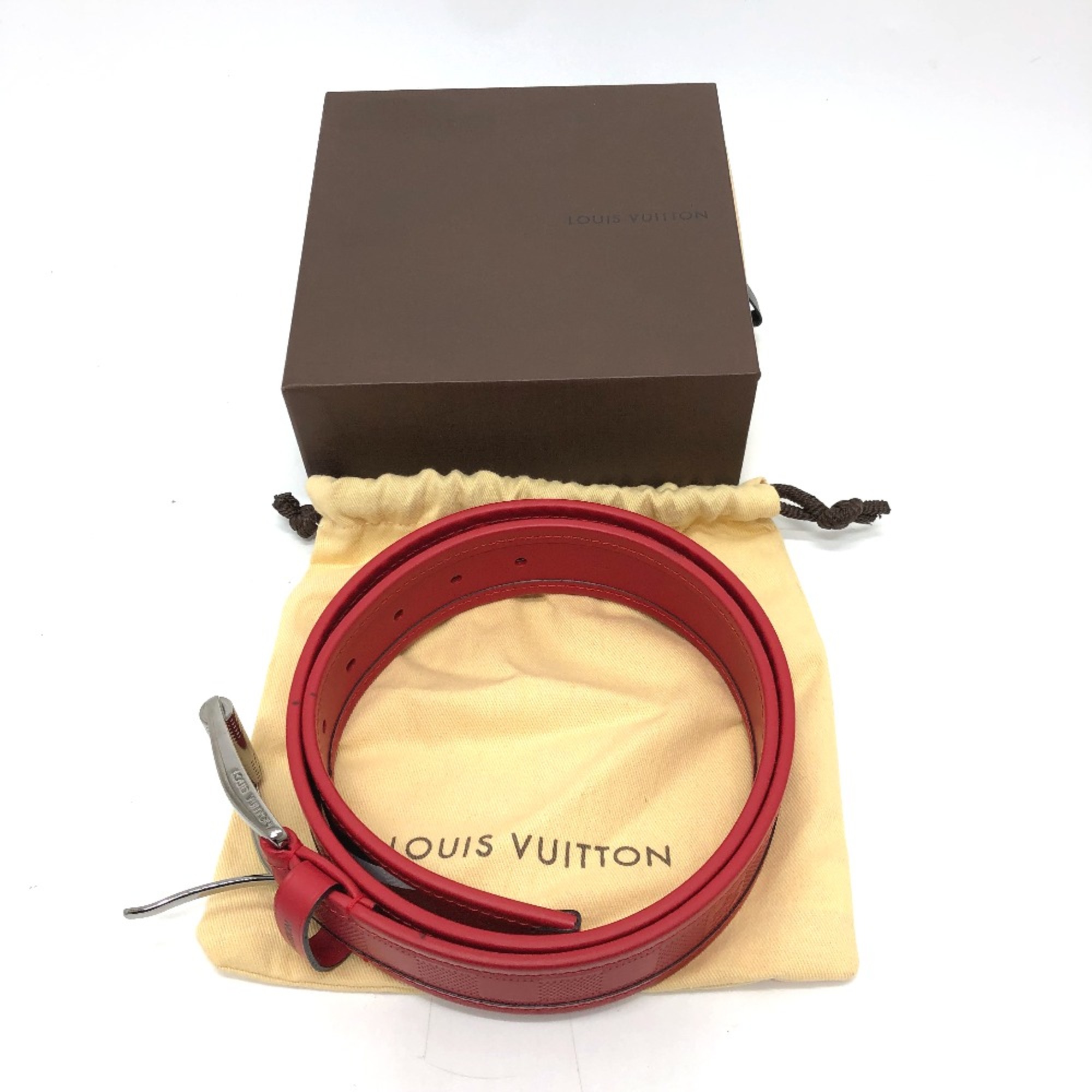 Louis Vuitton M9122 Damier Infini Fashion Accessories belt Red SilverHardware