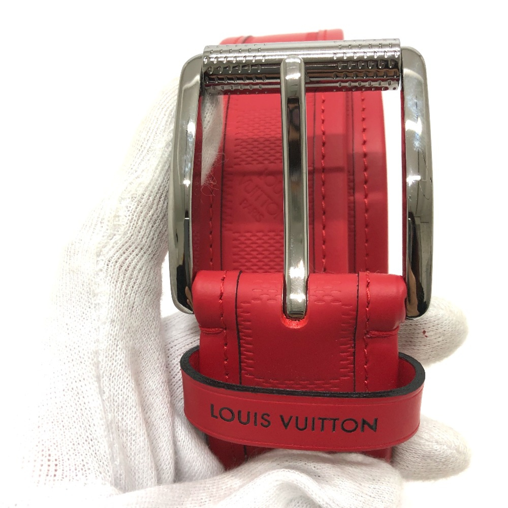 Louis Vuitton M9122 Damier Infini Fashion Accessories belt Red SilverHardware