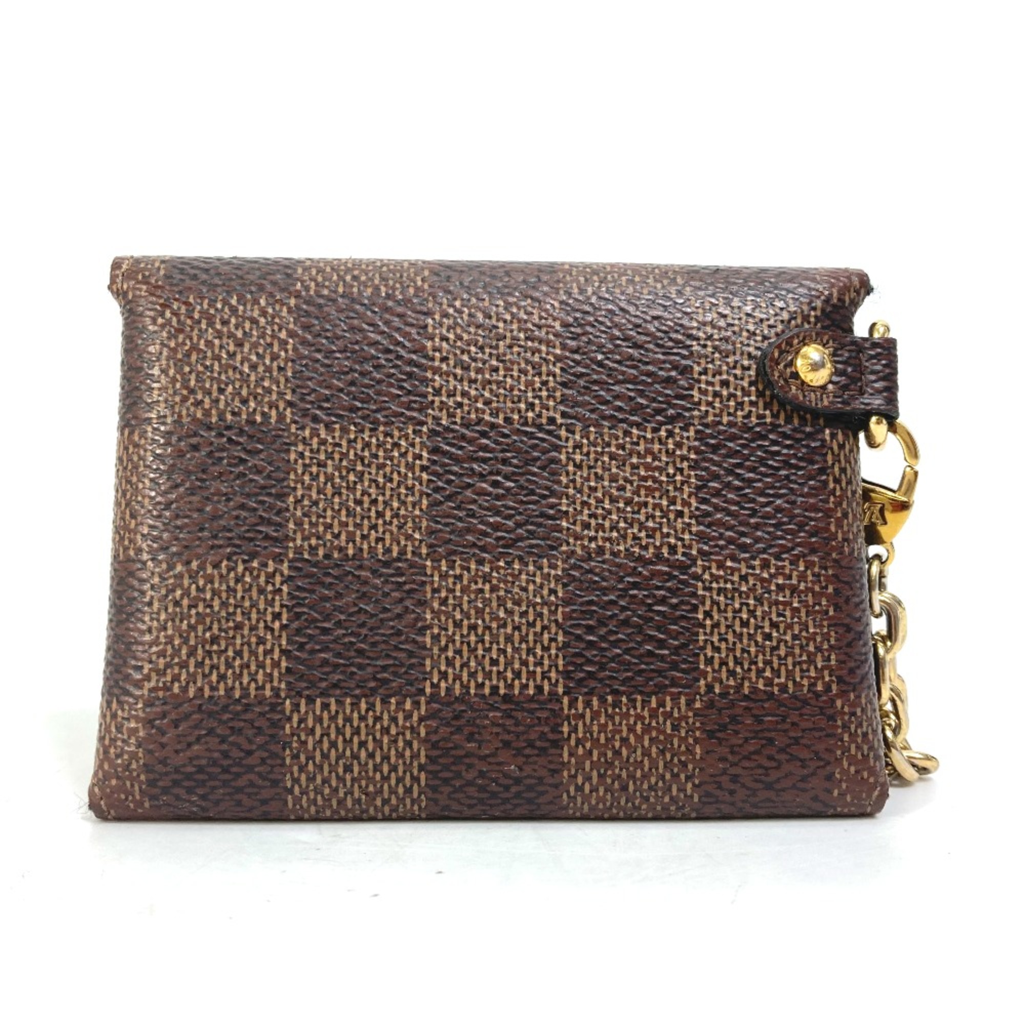 Louis Vuitton N60285 Damier Coin Compartment Wallet with ChainNecklace coin purse Ebene Brown