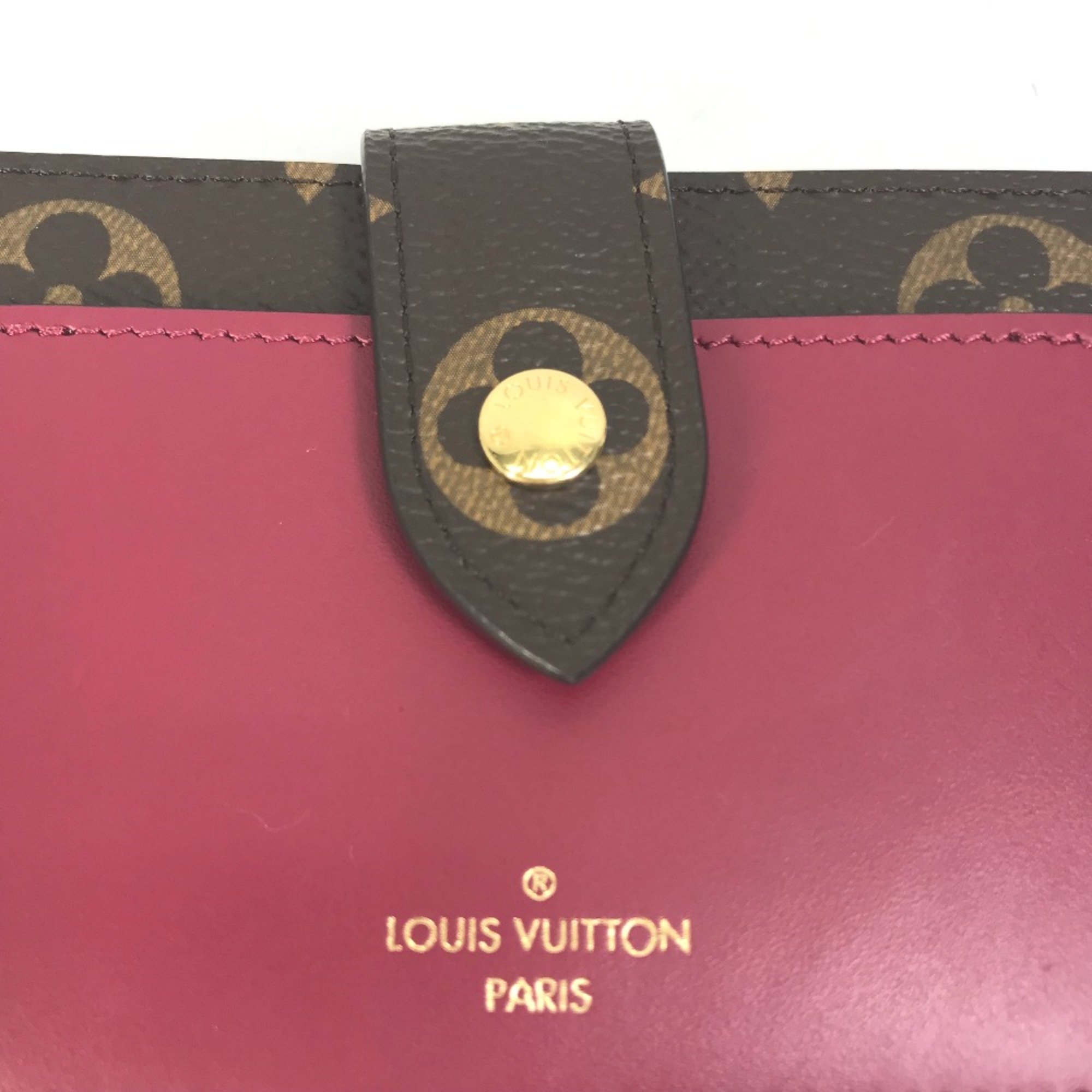 Louis Vuitton M69433 Monogram wallet case Folded wallet Brown x wine red