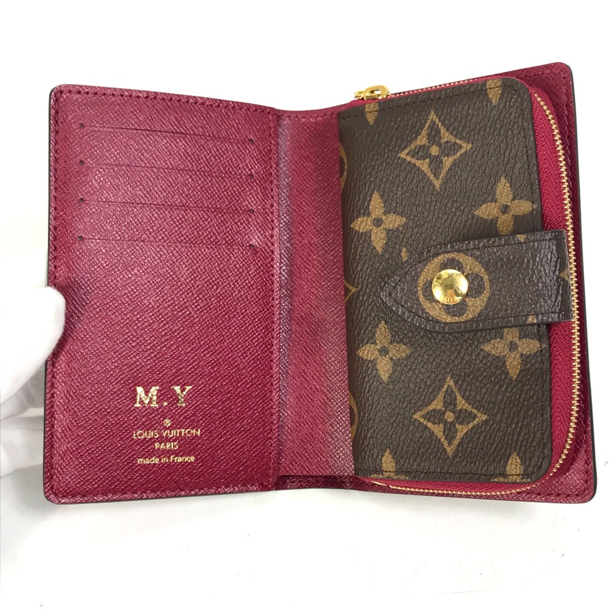 Louis Vuitton M69433 Monogram wallet case Folded wallet Brown x wine red