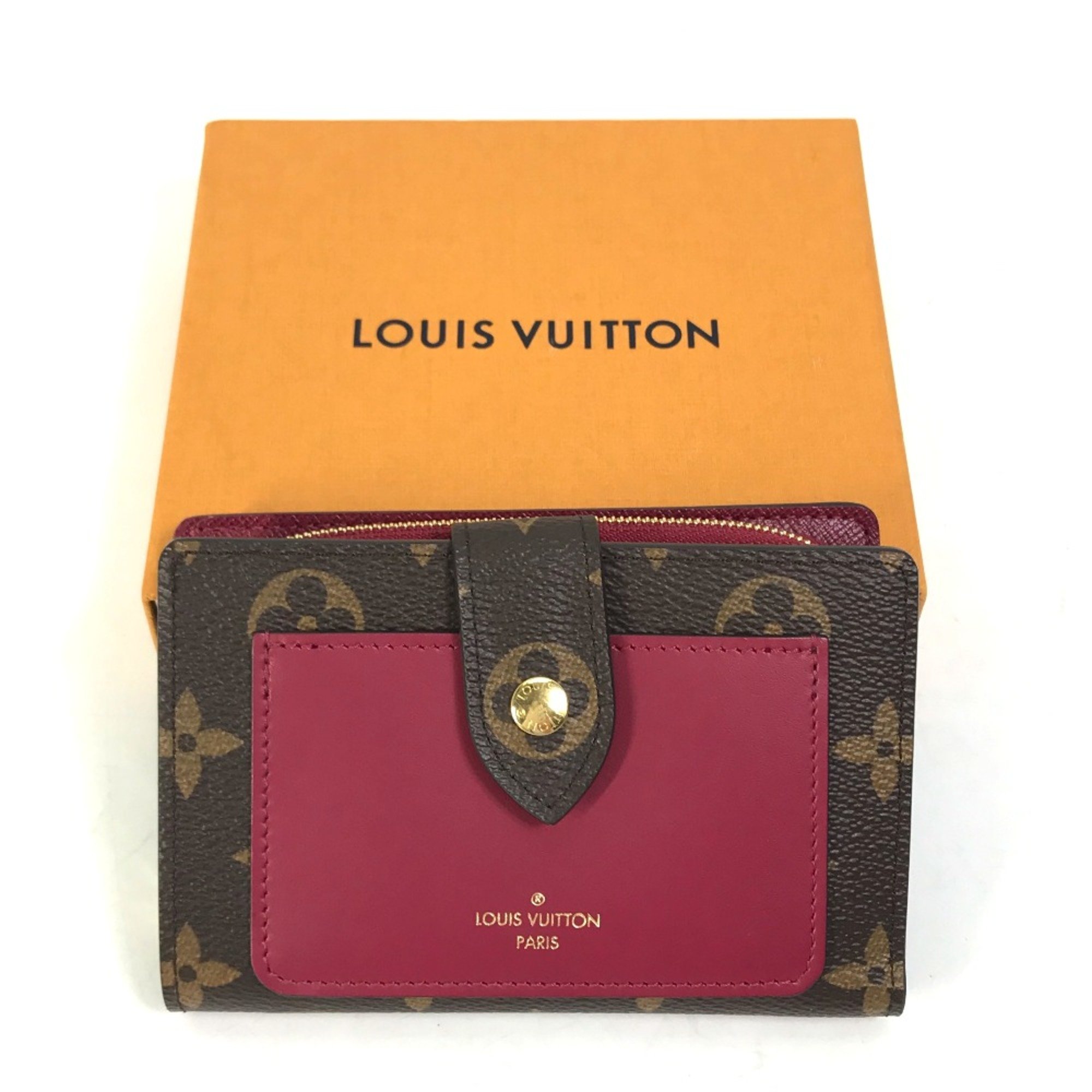 Louis Vuitton M69433 Monogram wallet case Folded wallet Brown x wine red