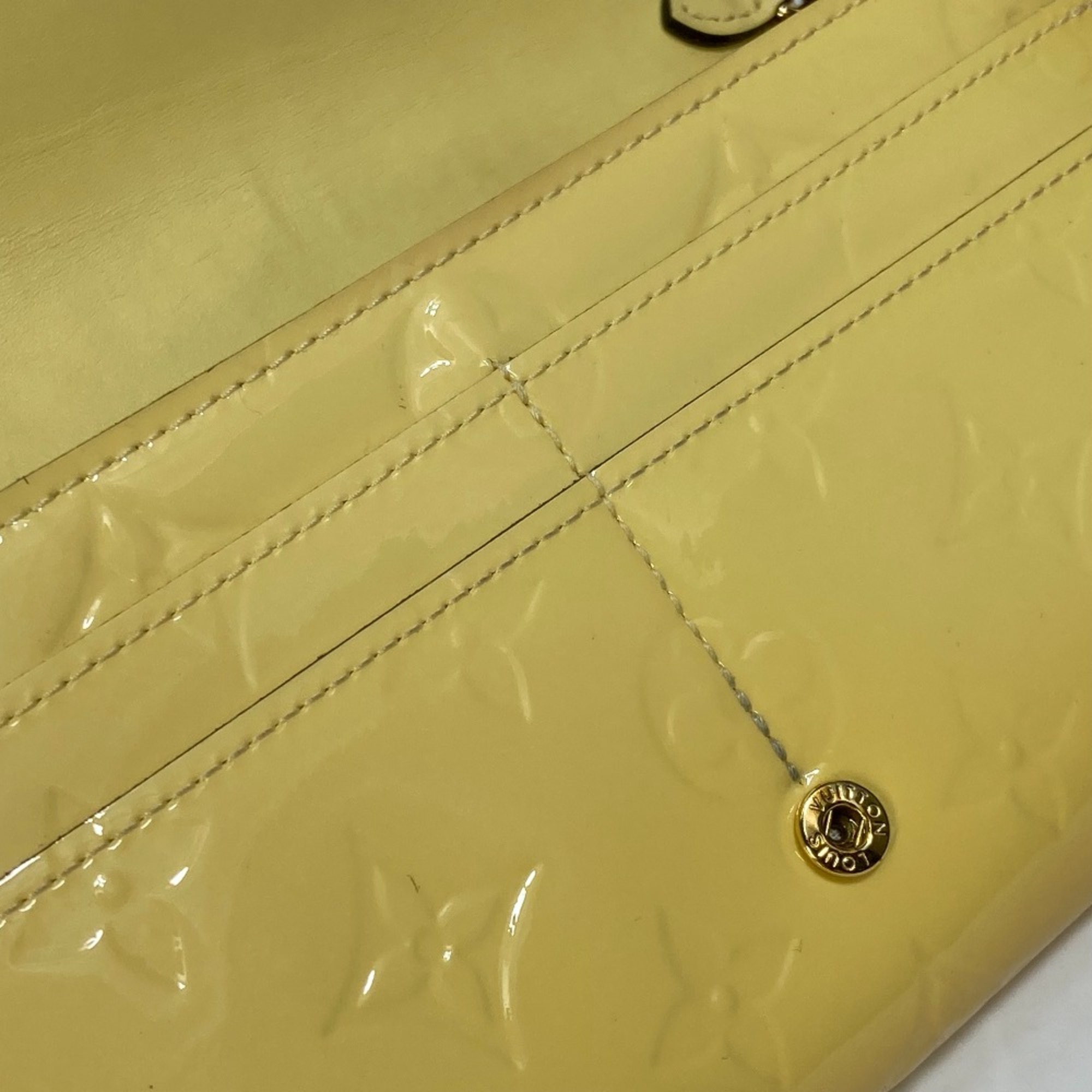 Louis Vuitton M90149 MonogramVernis Chain Wallet Hand Bag Long Wallet citron yellow