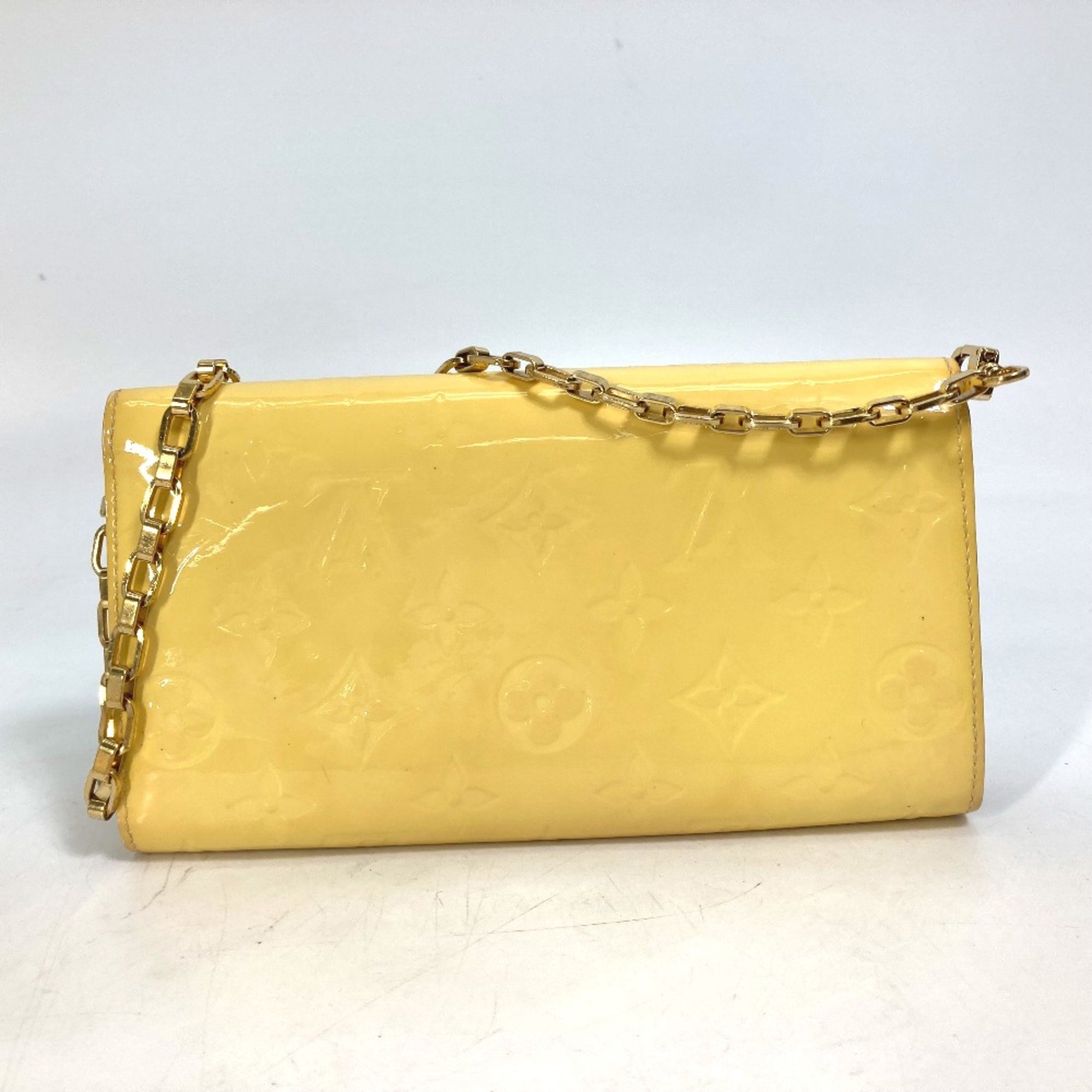 Louis Vuitton M90149 MonogramVernis Chain Wallet Hand Bag Long Wallet citron yellow