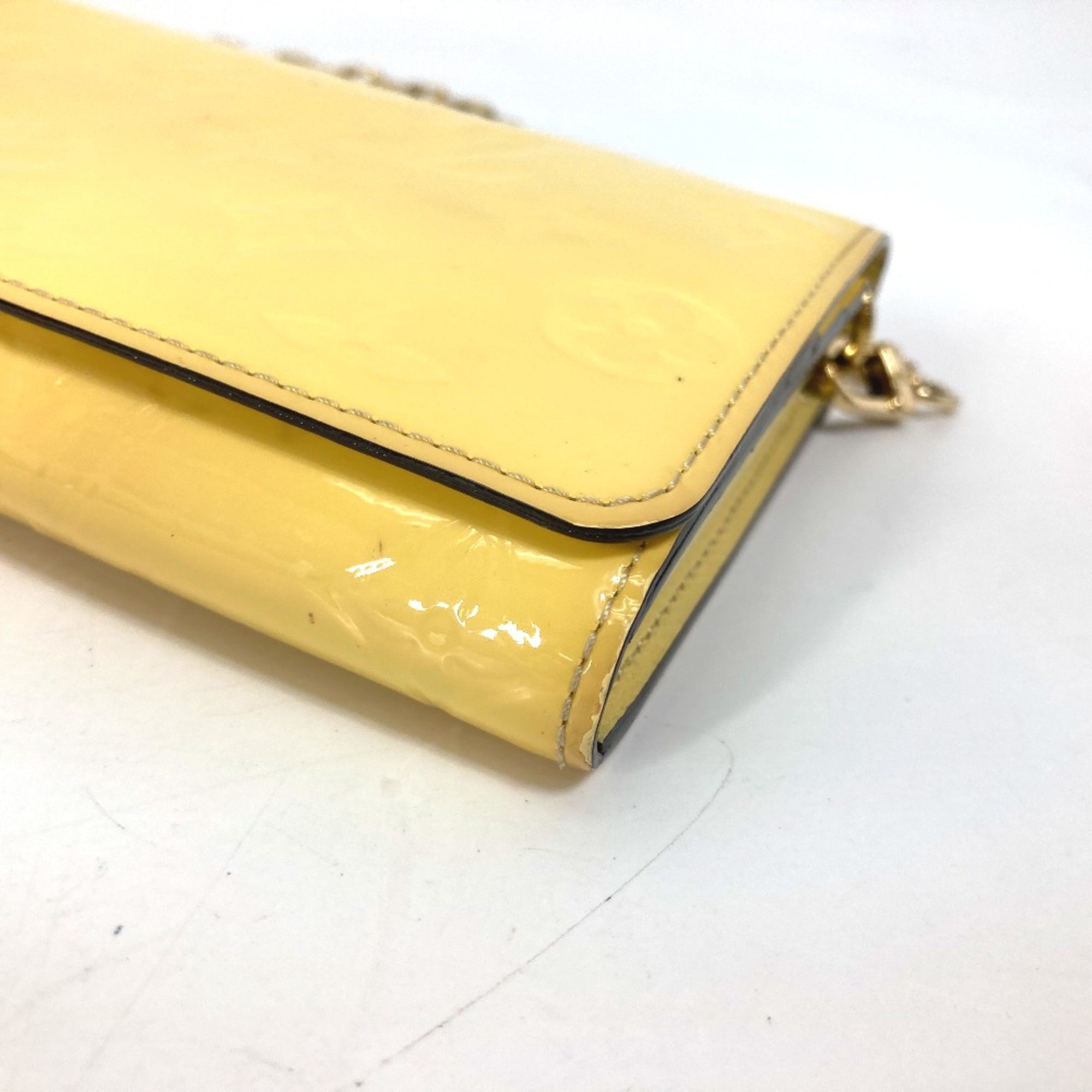 Louis Vuitton M90149 MonogramVernis Chain Wallet Hand Bag Long Wallet citron yellow