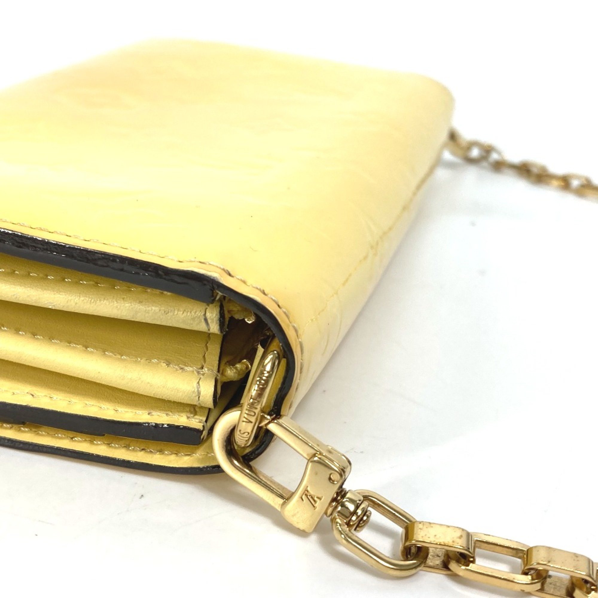 Louis Vuitton M90149 MonogramVernis Chain Wallet Hand Bag Long Wallet citron yellow