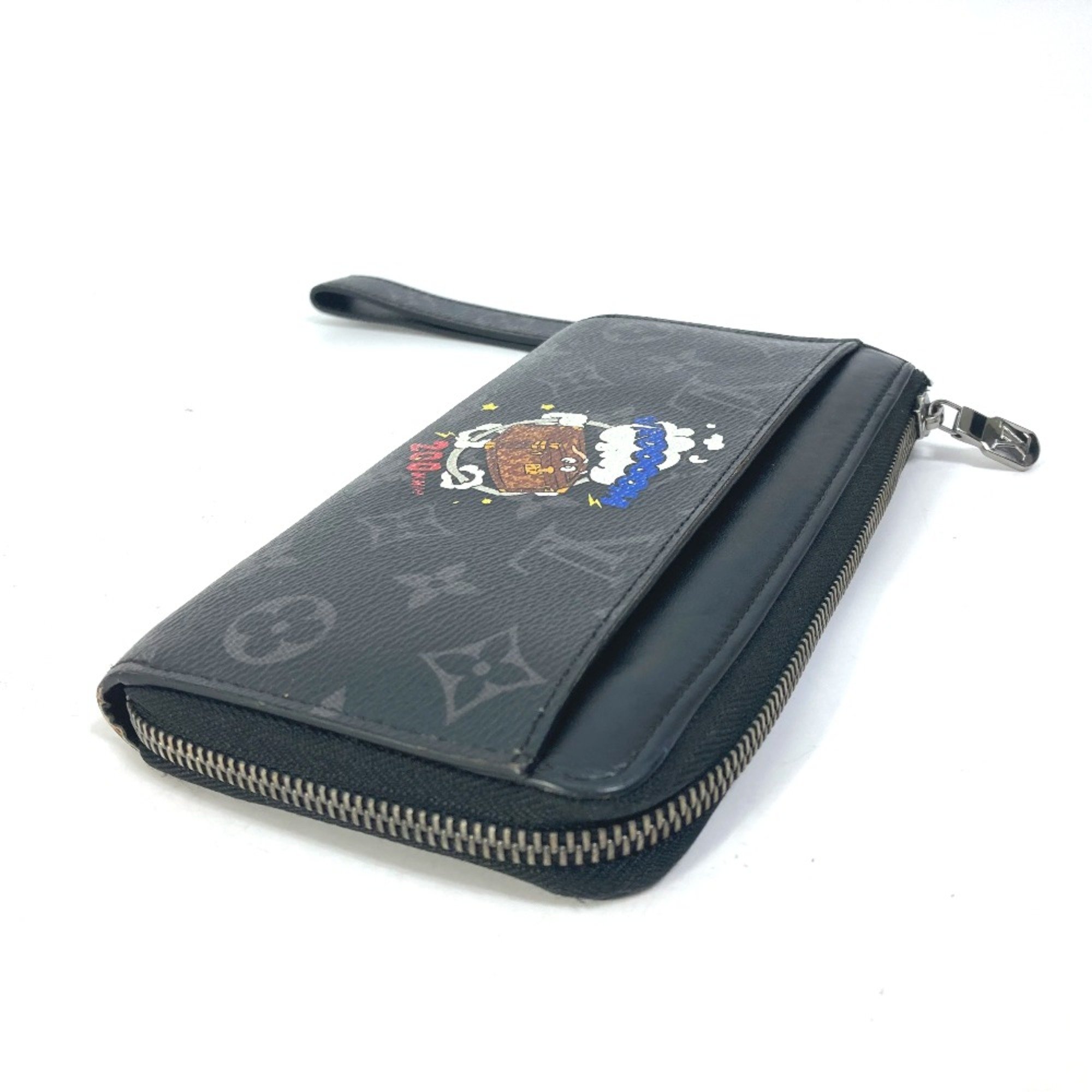 Louis Vuitton M80994 Monogram Eclipse Trunk print Long Wallet Black blue