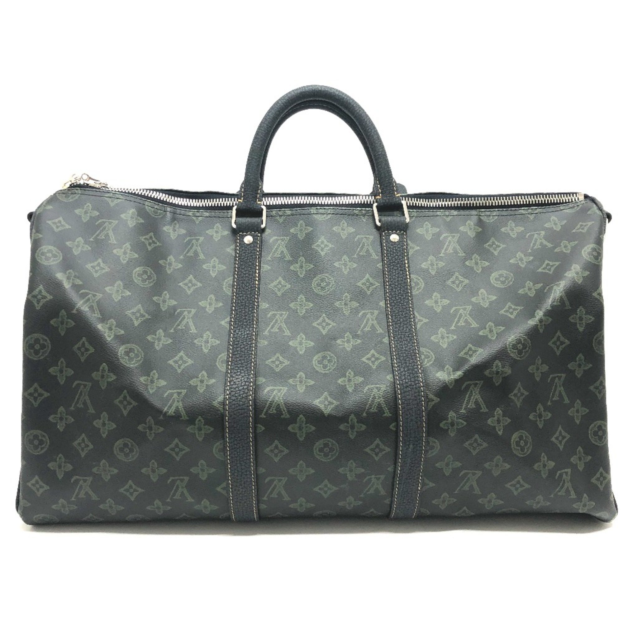 Louis Vuitton M46334 Monogram textile Duffle Bag Green SilverHardware