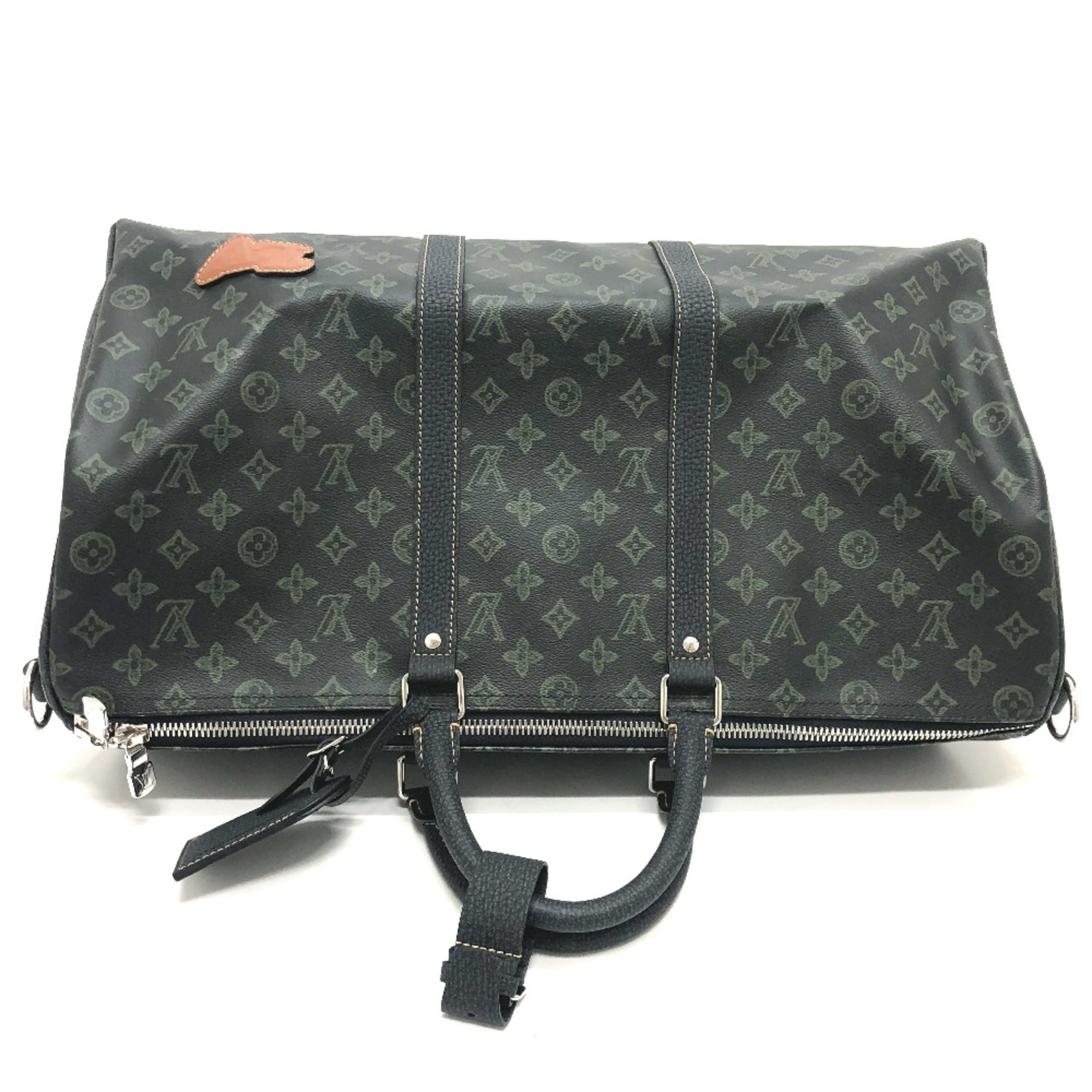 Louis Vuitton M46334 Monogram textile Duffle Bag Green SilverHardware