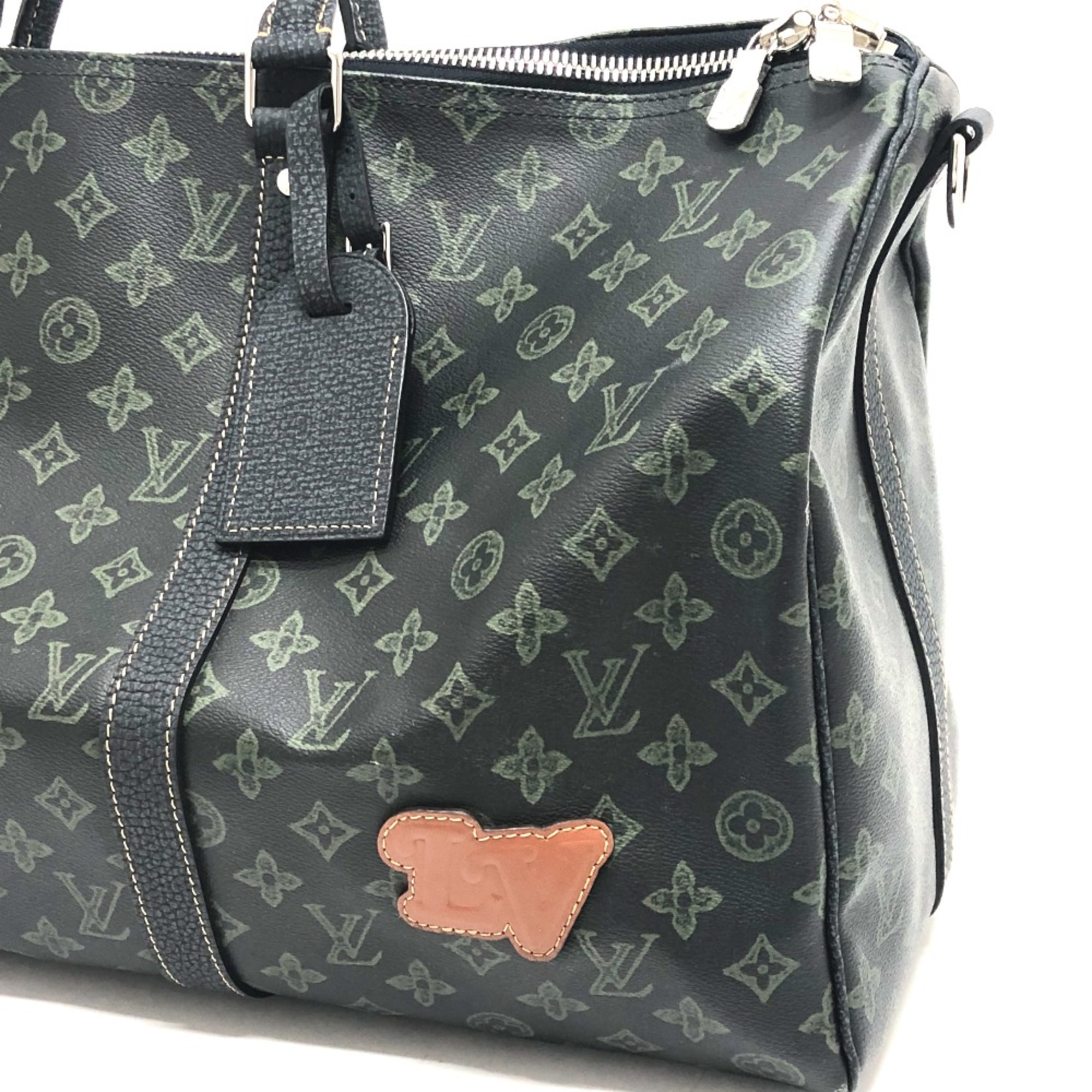 Louis Vuitton M46334 Monogram textile Duffle Bag Green SilverHardware