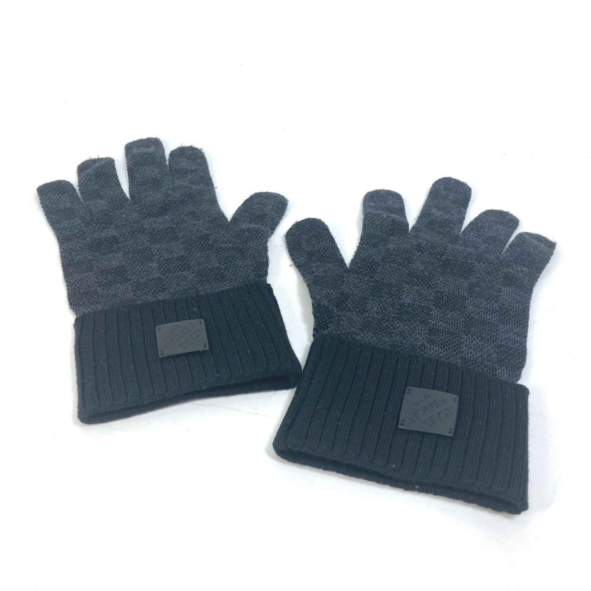 Louis Vuitton M77992 Damier Graphite gloves leather tag Glove Black