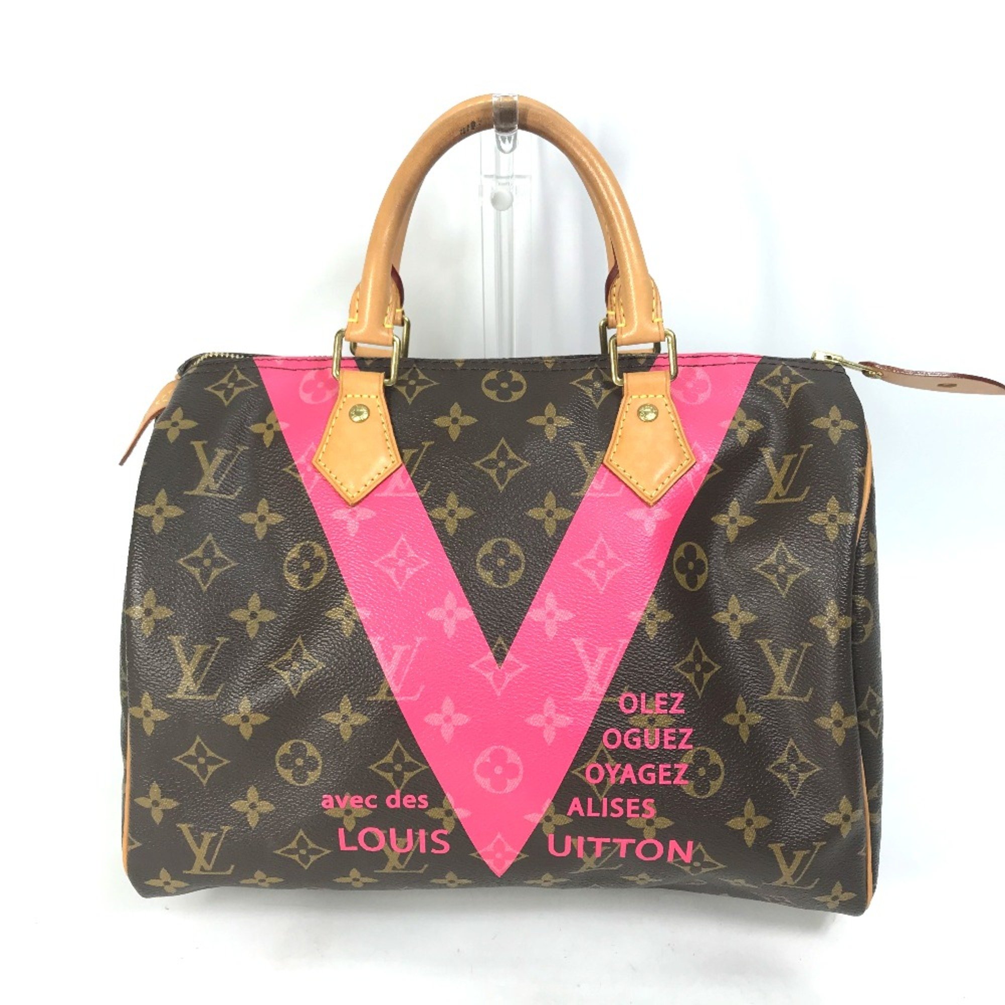 Louis Vuitton M41533 Monogram V Hand Bag Duffle Bag Brown pink