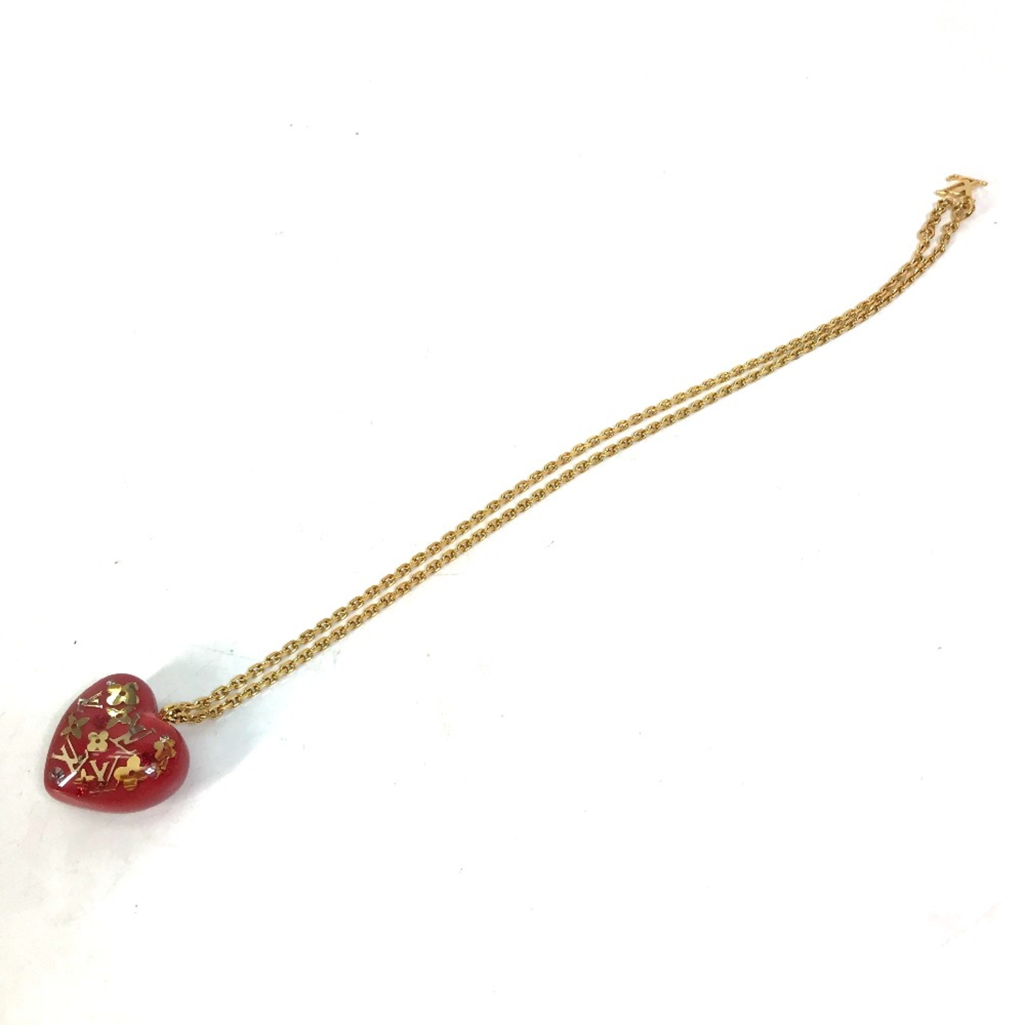 Louis Vuitton M66087 LV logo Heart Necklace Necklace Red