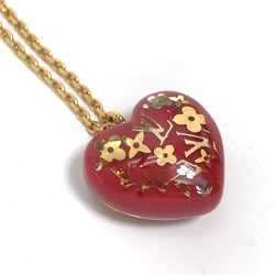 Louis Vuitton M66087 LV logo Heart Necklace Necklace Red