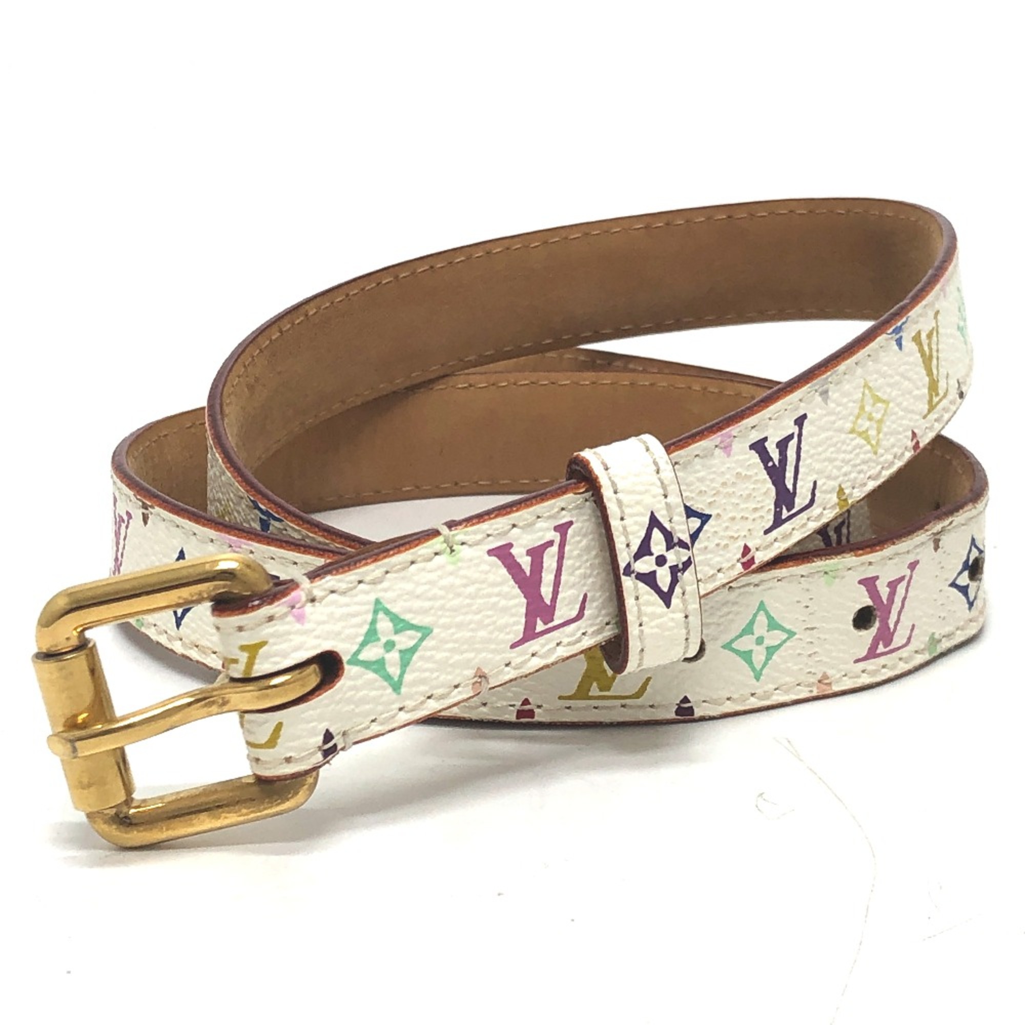 Louis Vuitton M9272W MonogramMulticolore Fashion Accessories belt Blanc Multicolore GoldHardware