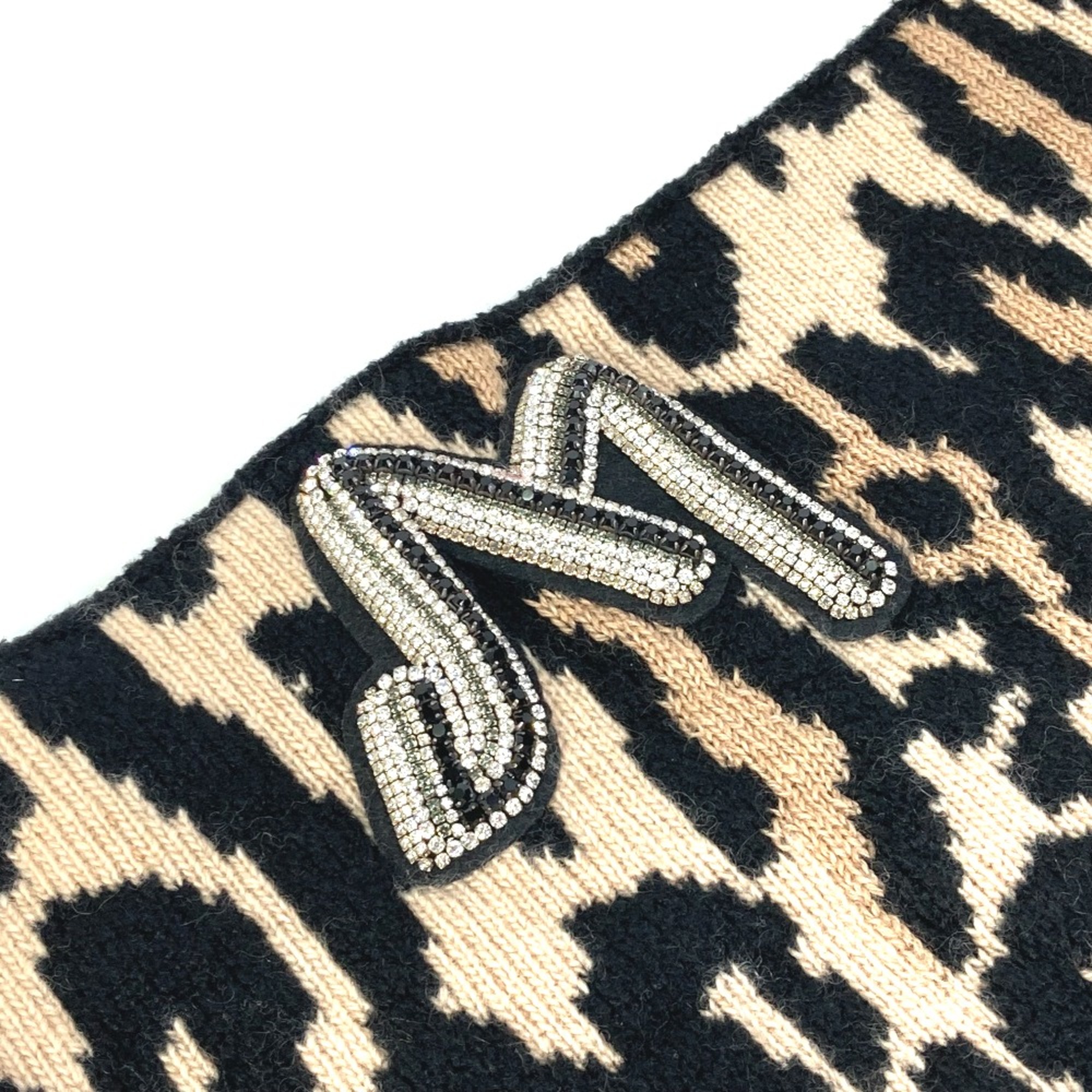 Louis Vuitton M74049 Leopard leopard print Sequin Scarf Brown Black