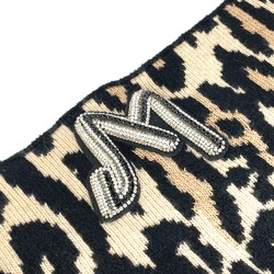 Louis Vuitton M74049 Leopard leopard print Sequin Scarf Brown Black