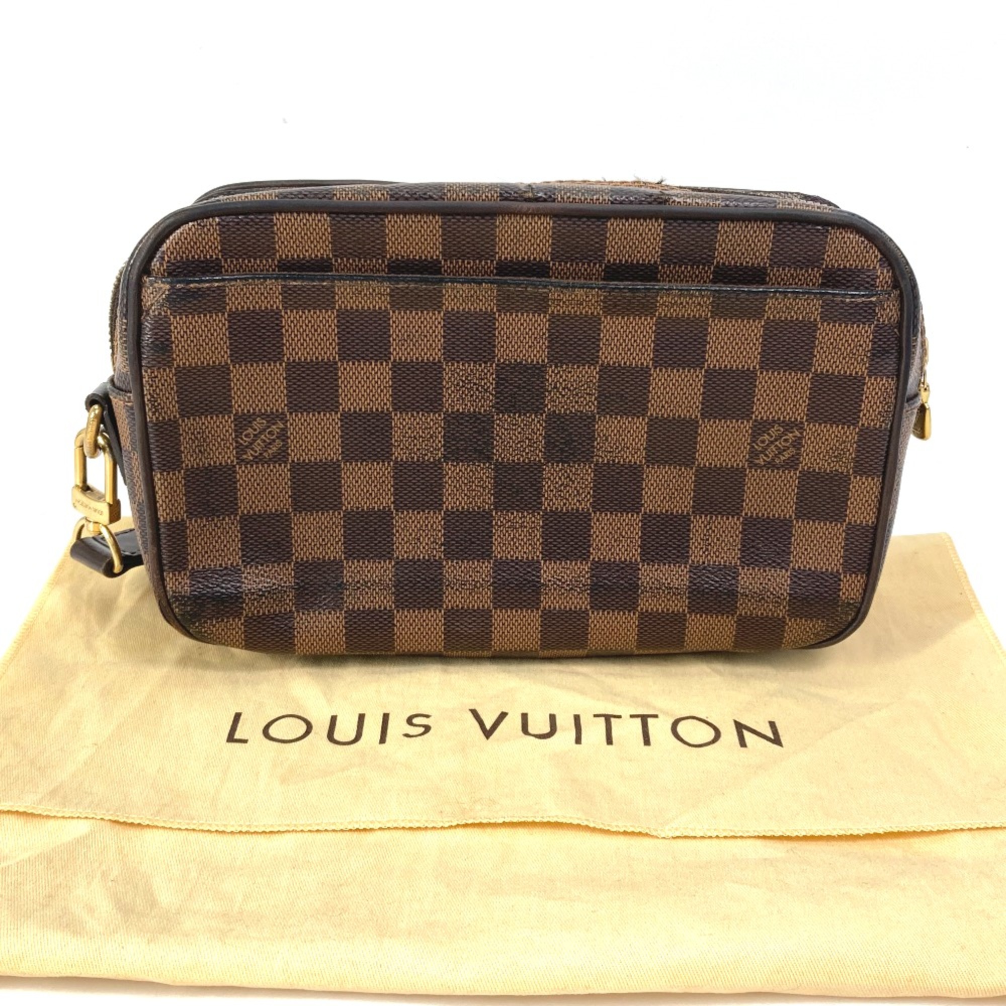 Louis Vuitton N41219 Damier With pouch strap Cluch Bag Ebene Brown