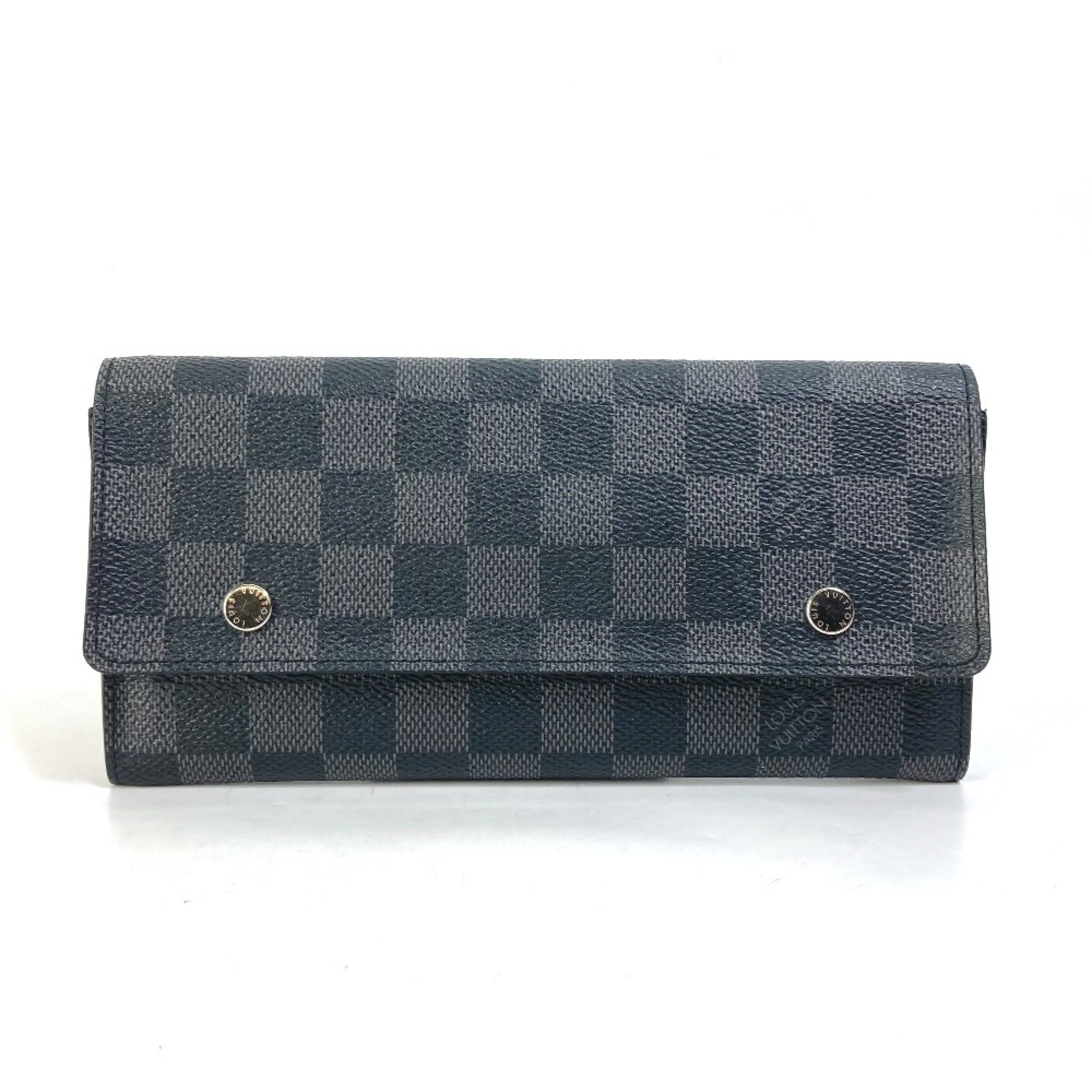 Louis Vuitton N63084 Damier Graphite card holder coin purse ID case Long Wallet Black