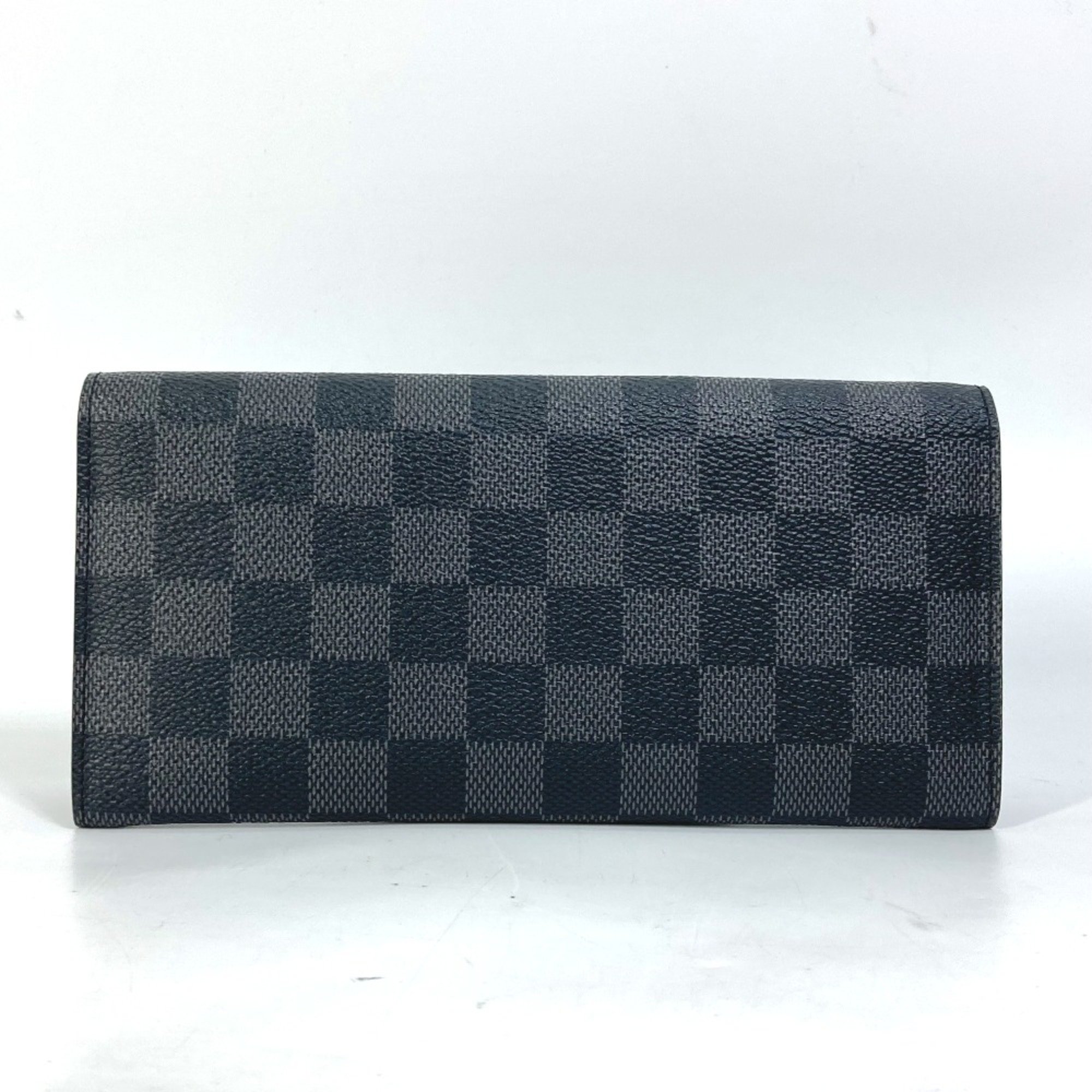 Louis Vuitton N63084 Damier Graphite card holder coin purse ID case Long Wallet Black