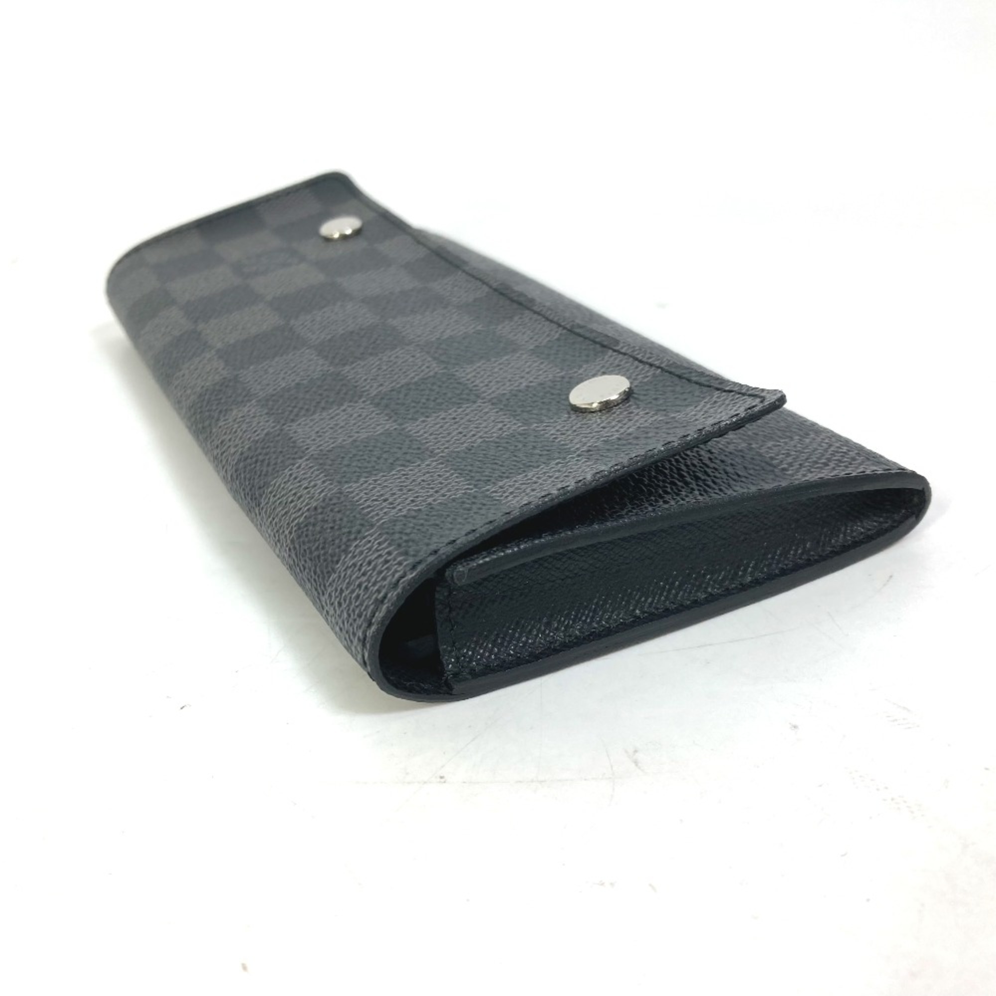 Louis Vuitton N63084 Damier Graphite card holder coin purse ID case Long Wallet Black