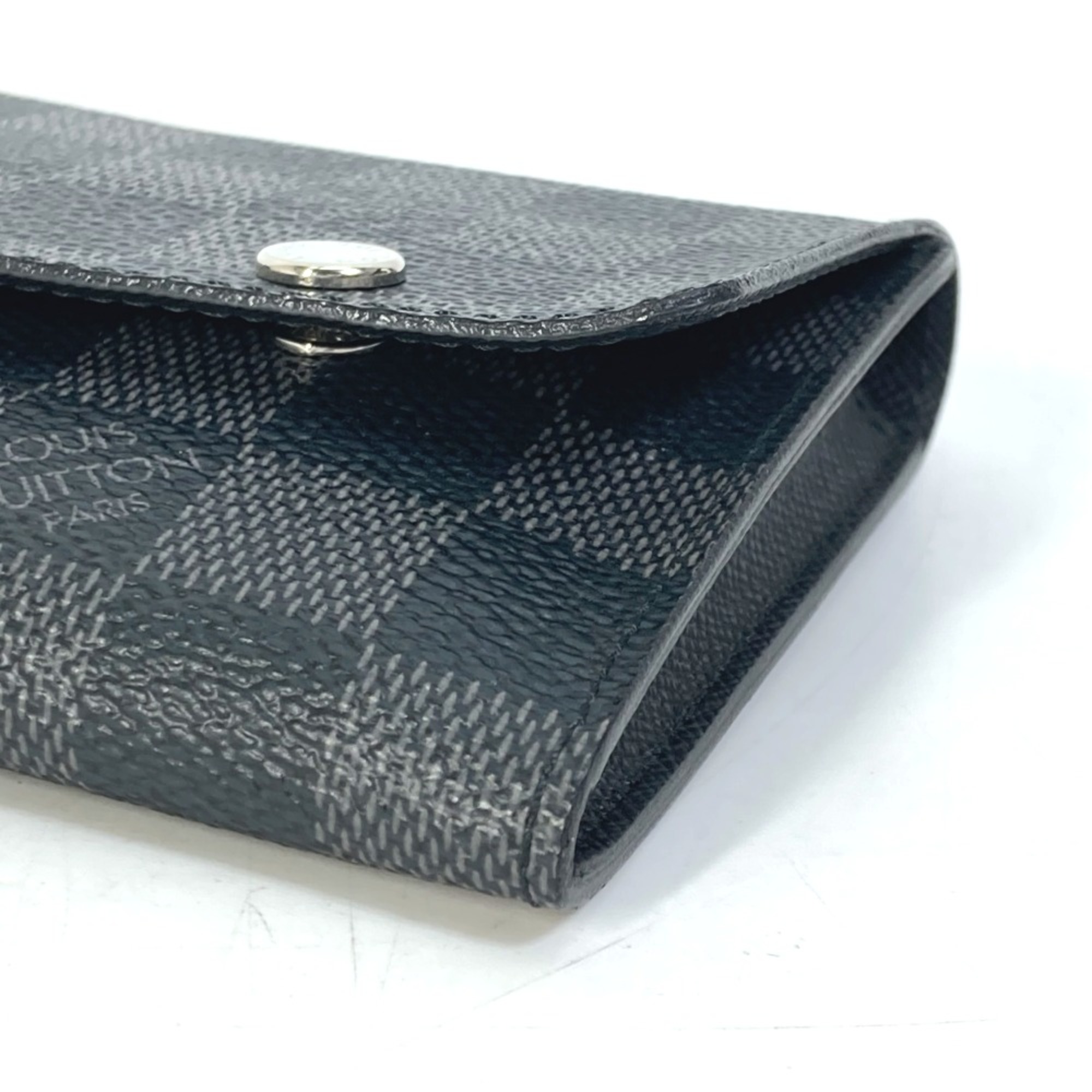 Louis Vuitton N63084 Damier Graphite card holder coin purse ID case Long Wallet Black