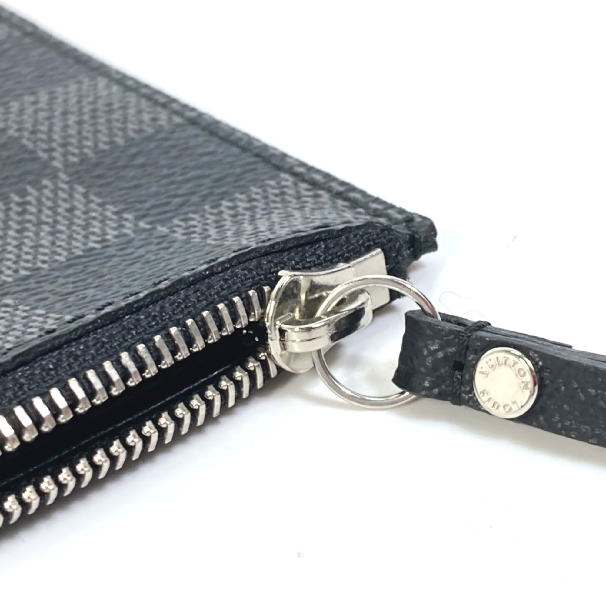 Louis Vuitton N63084 Damier Graphite card holder coin purse ID case Long Wallet Black