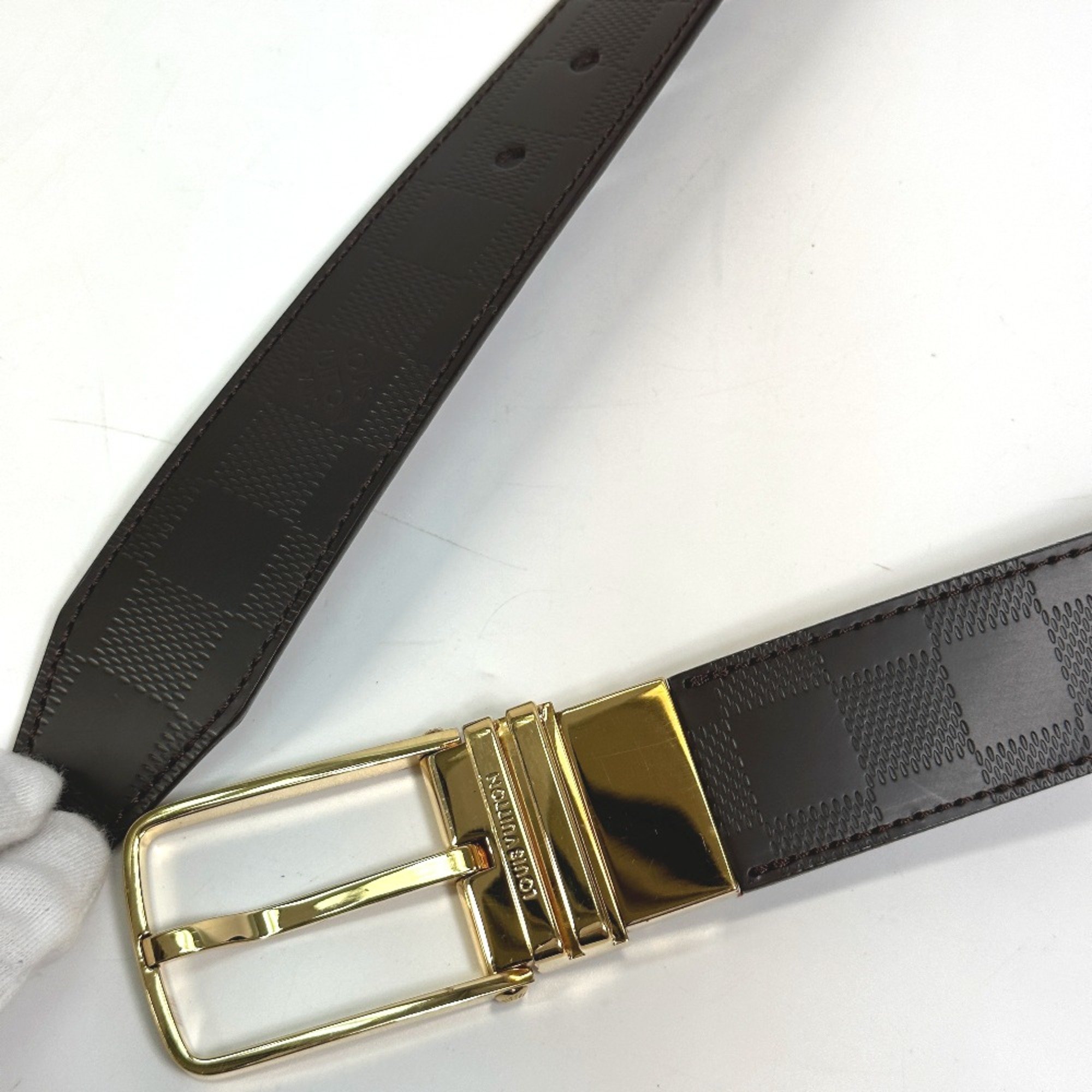 Louis Vuitton M9675T Damier Infini reversible belt Brown GoldHardware