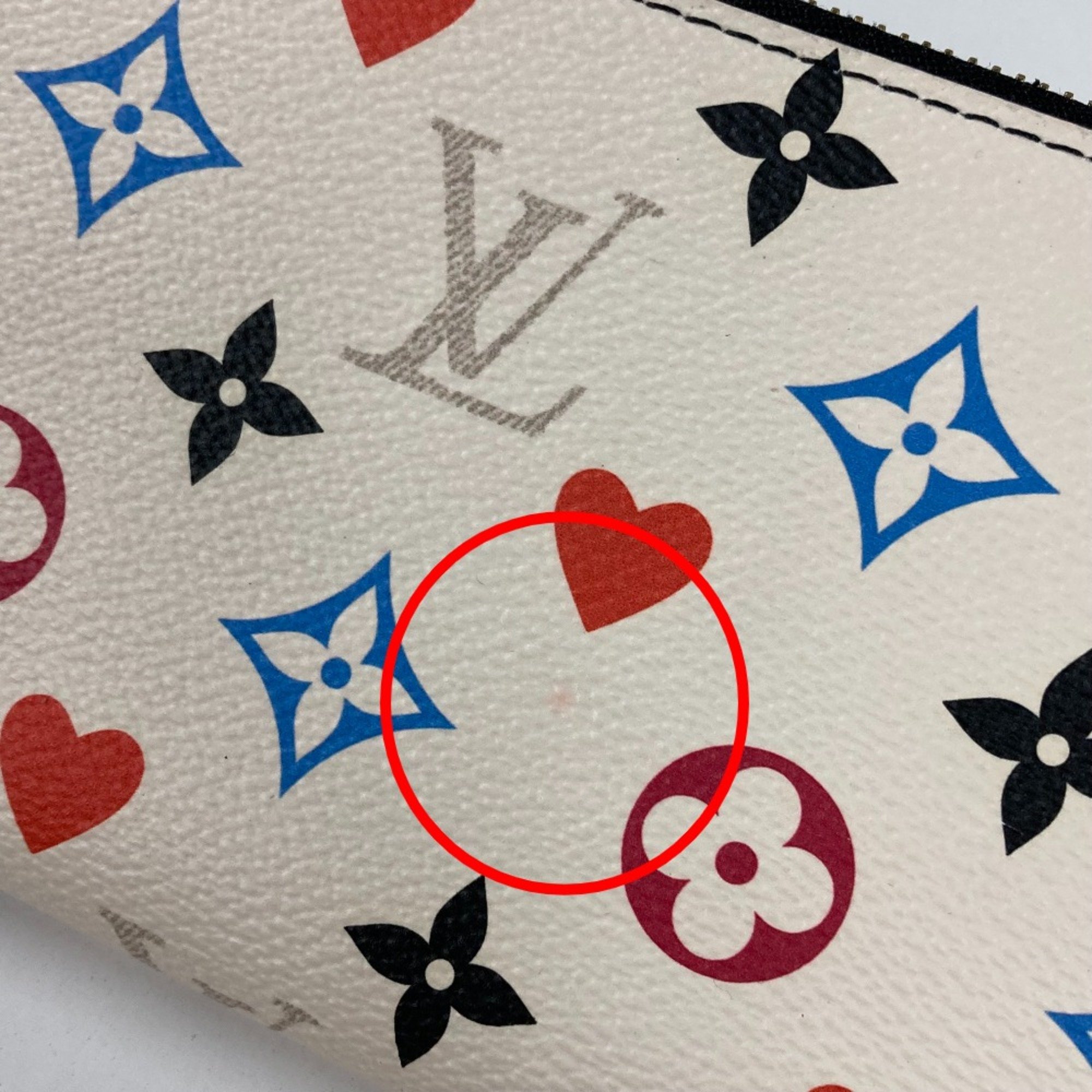 Louis Vuitton M57491 Heart Monogram Multicolore Game on Long Wallet White Black