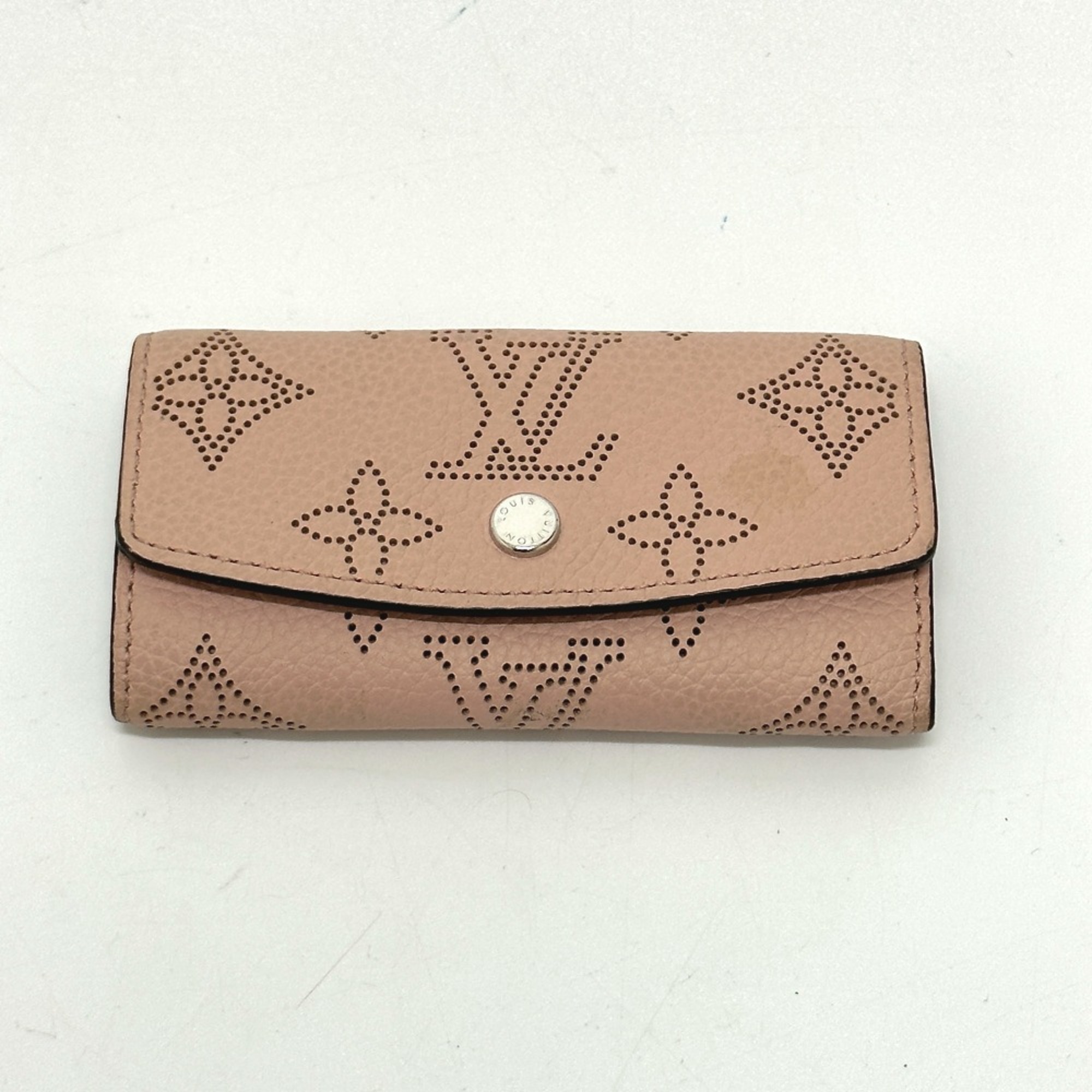 Louis Vuitton M64056 Monogram Mahina 4-Ring Key Key Case Magnolia pink