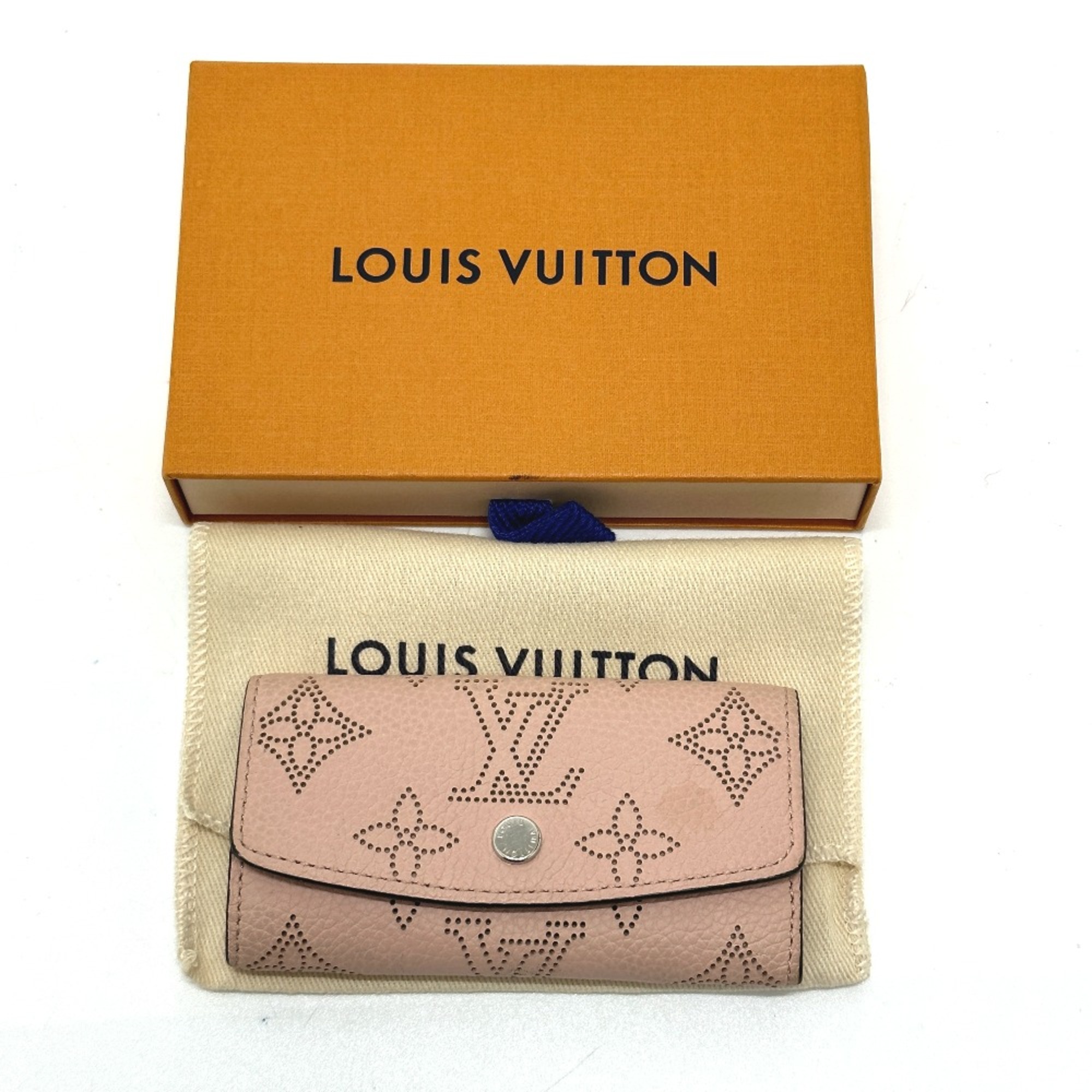 Louis Vuitton M64056 Monogram Mahina 4-Ring Key Key Case Magnolia pink