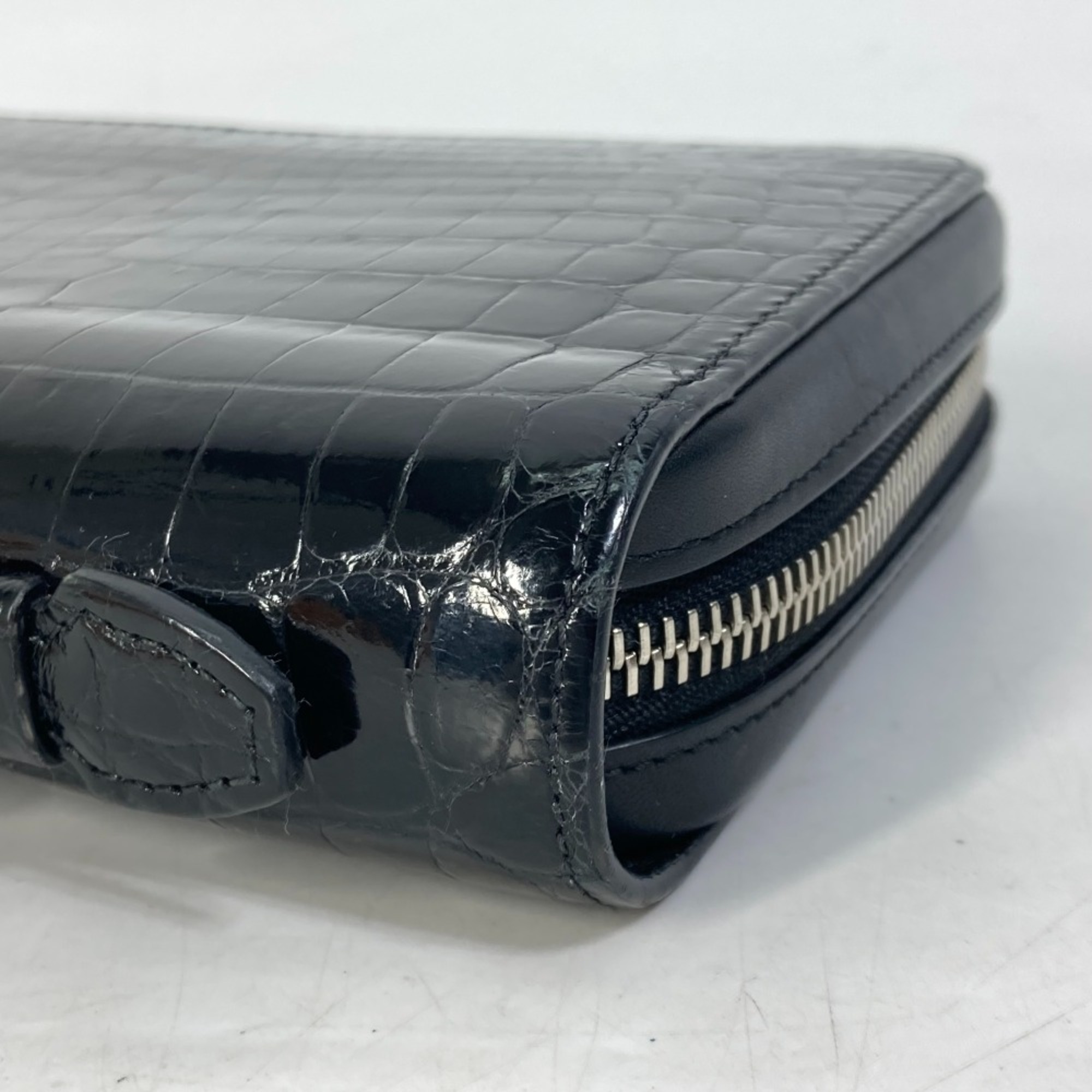 Louis Vuitton N92971 Exotic leather Travel Case Zip Around Long Wallet Black