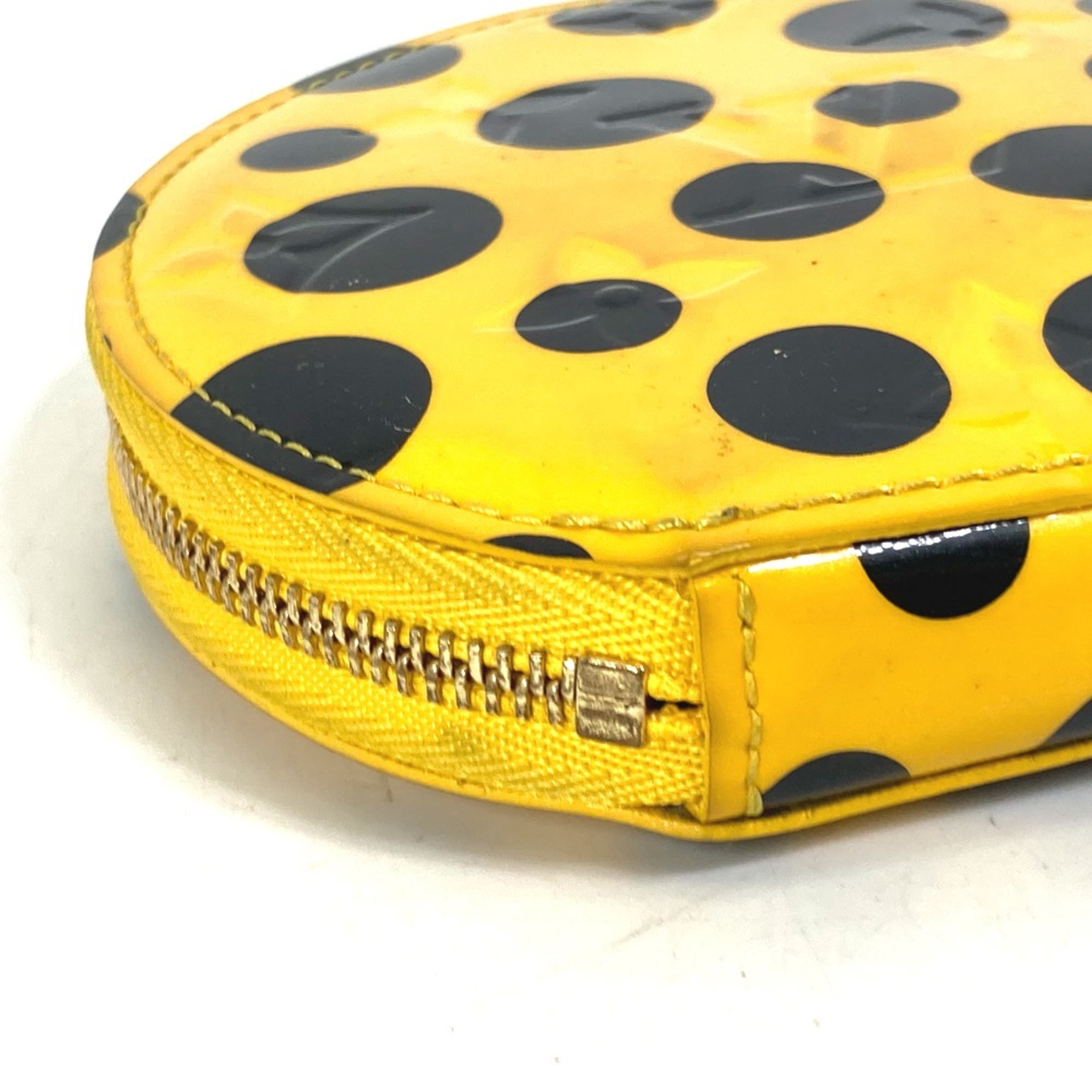 Louis Vuitton M91569 Kusama Yayoi Collaboration Coin Compartment Wallet with Chain coin purse yellow Black