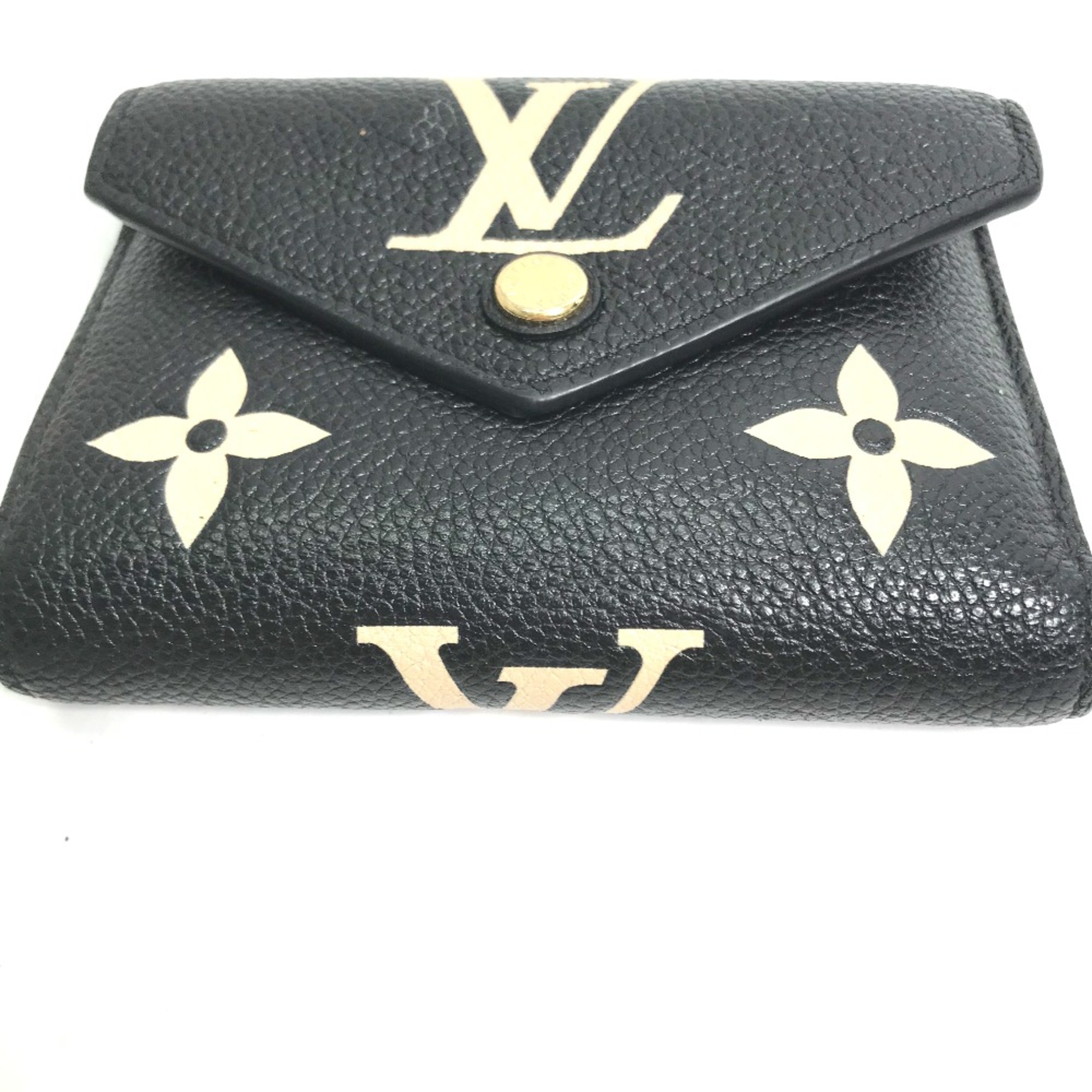 Louis Vuitton M80968 MonogramEmpreinte Compact wallet Trifold wallet Black Beige