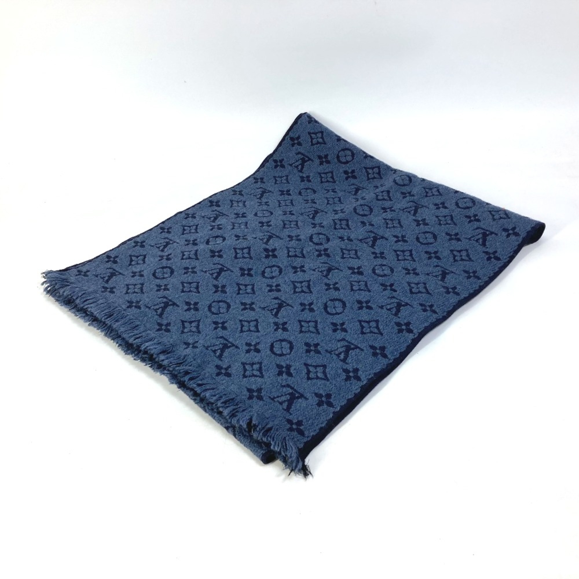 Louis Vuitton M78525 Monogram fringe Scarf Navy