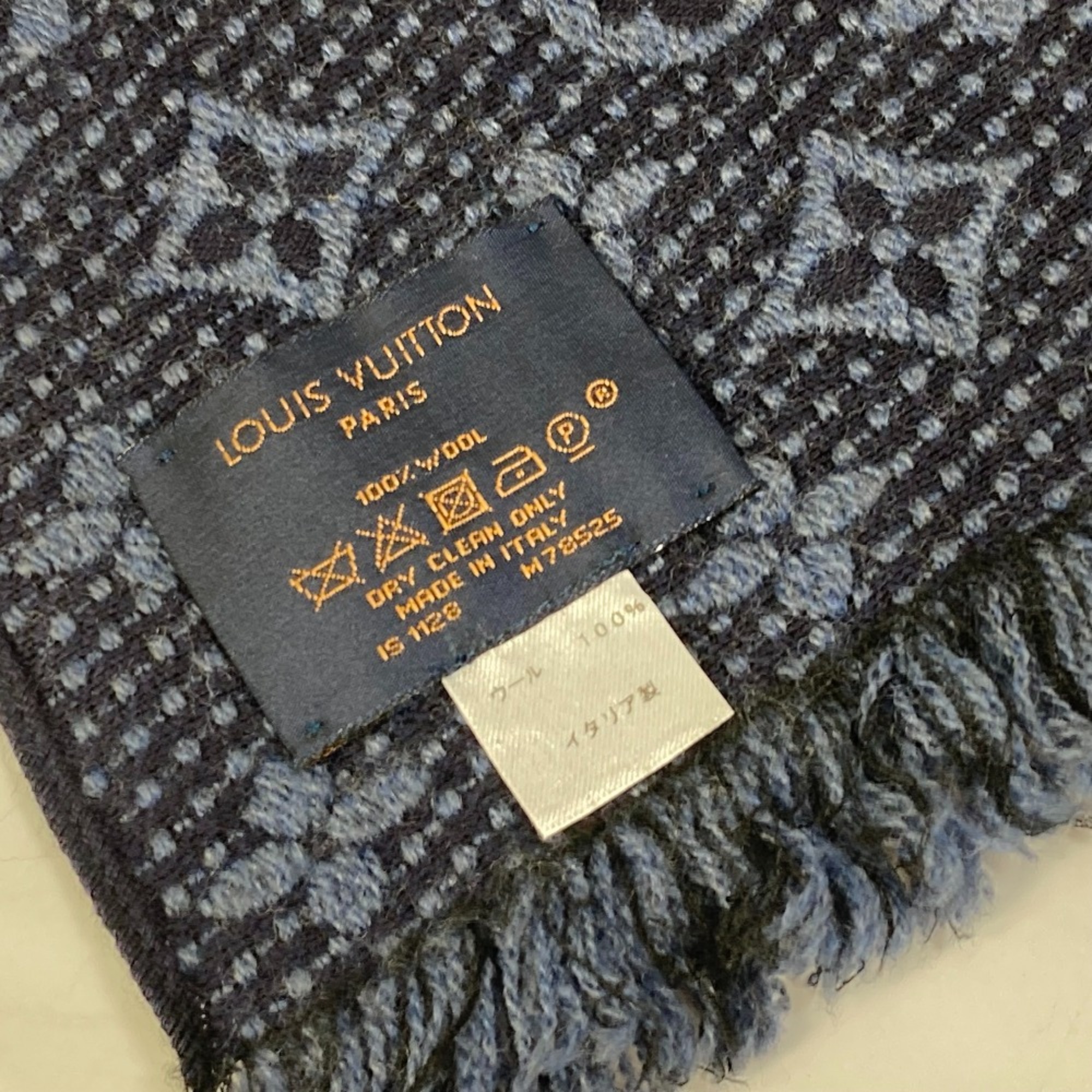 Louis Vuitton M78525 Monogram fringe Scarf Navy