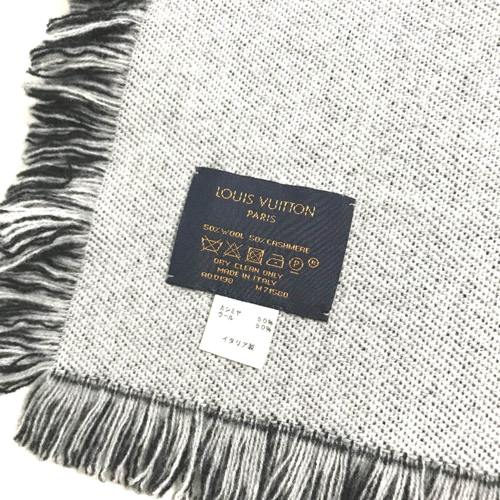 Louis Vuitton M71580 fringe Scarf Black White