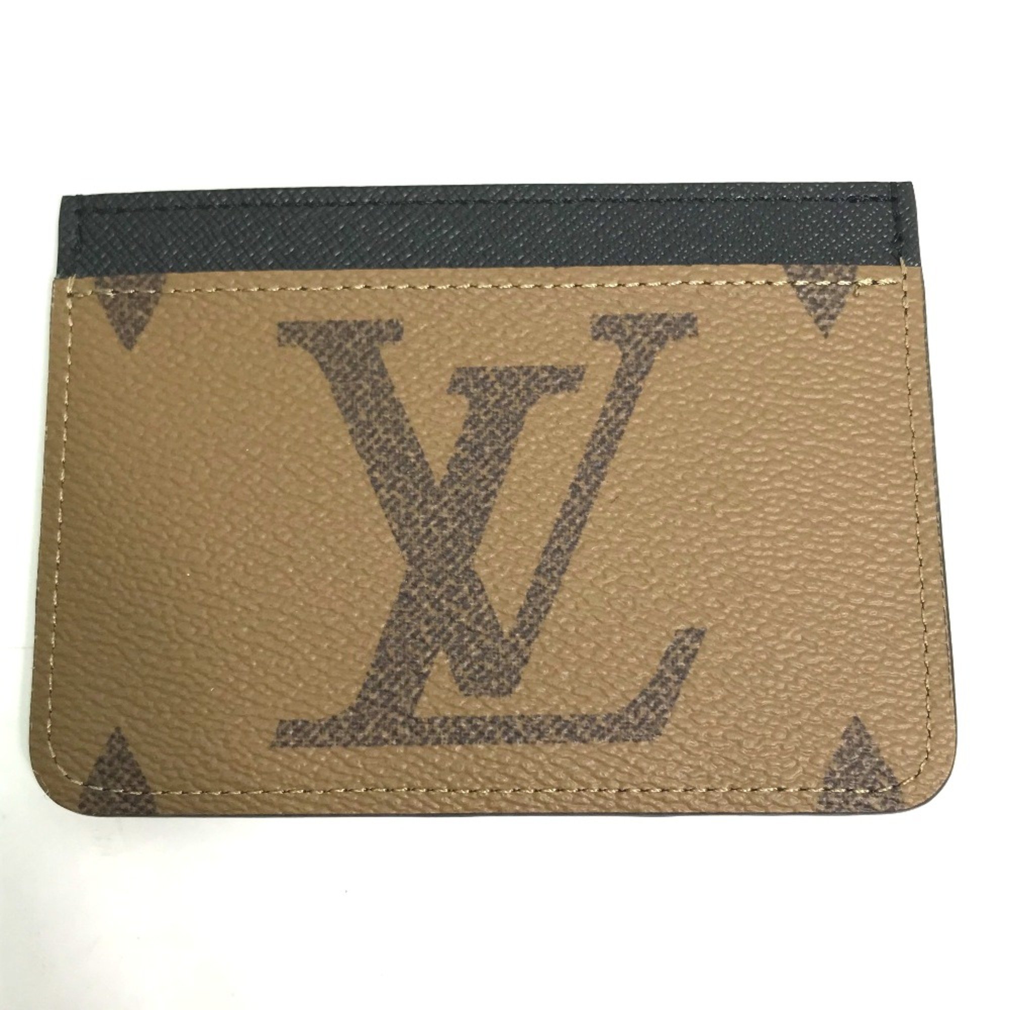 Louis Vuitton M81462 Monogram reverse Pass Case Card Case Card Case Beige Black