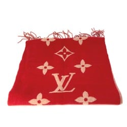 Louis Vuitton M78124 Monogram Giant fringe Scarf Rouge Beige/Red