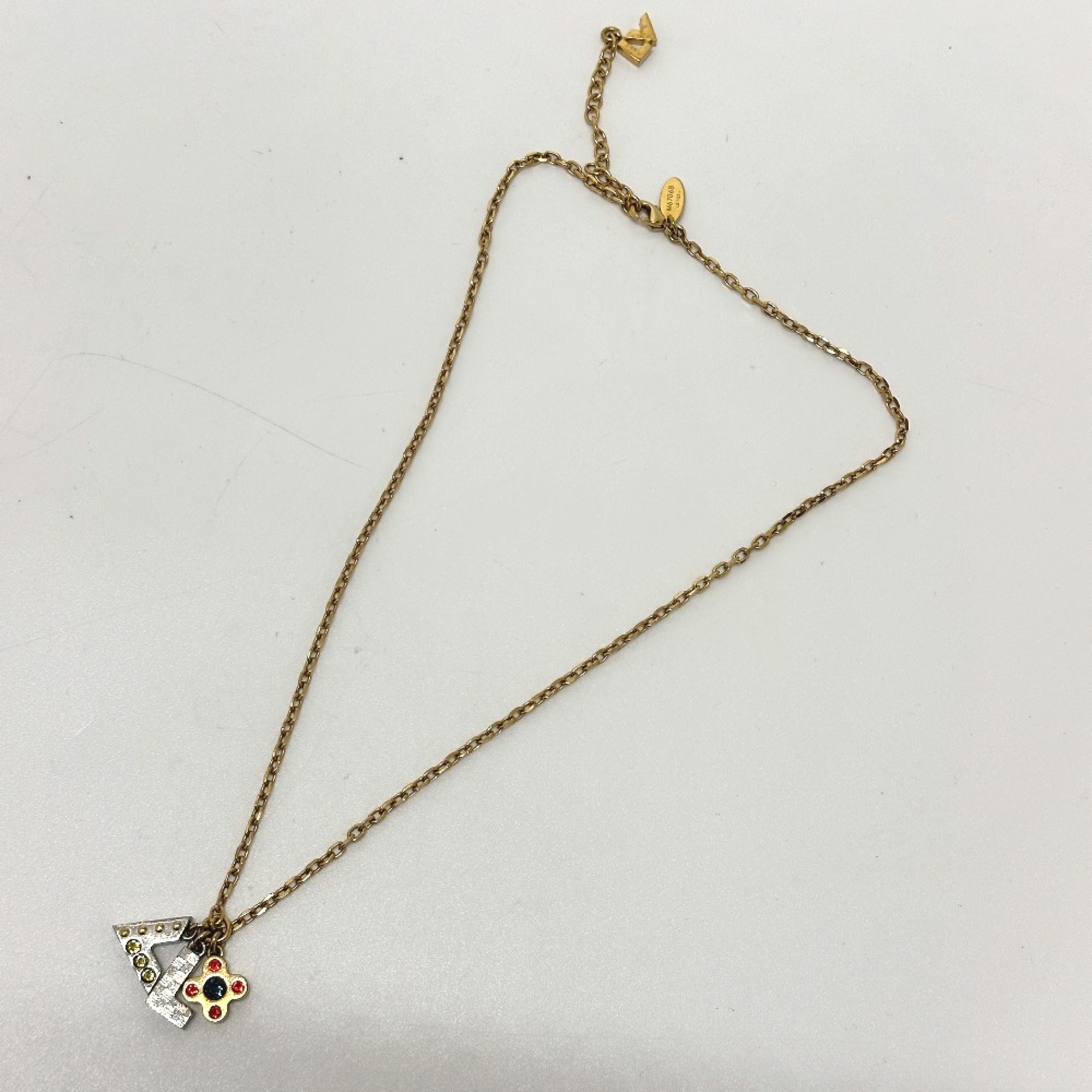 Louis Vuitton M67068 accessories rhinestones Chain Necklace Gold