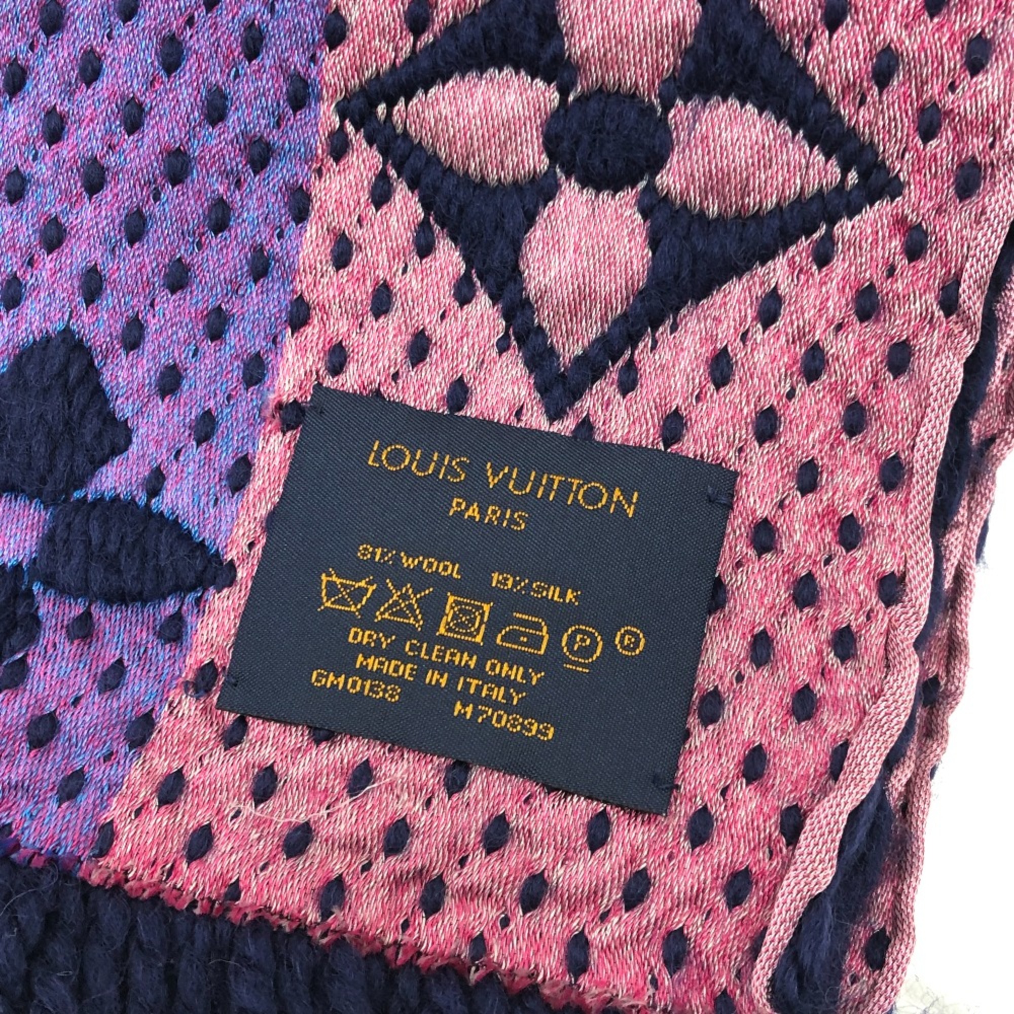 Louis Vuitton M70899 Monogram Fashion Accessories Scarf Navy x Pink