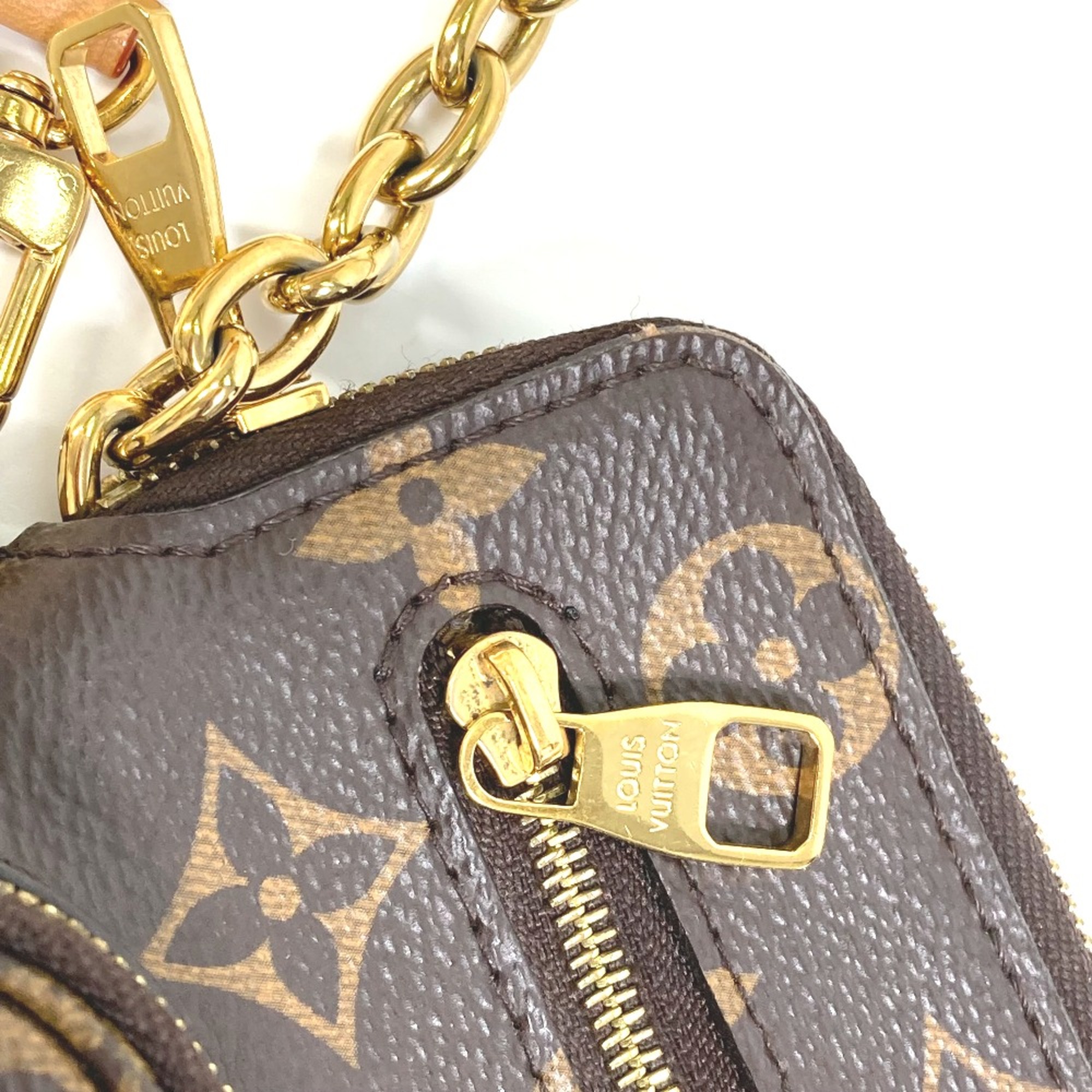 Louis Vuitton M80746 Monogram Crossbody Pochette Chain Bag Hand Bag Shoulder Bag Brown