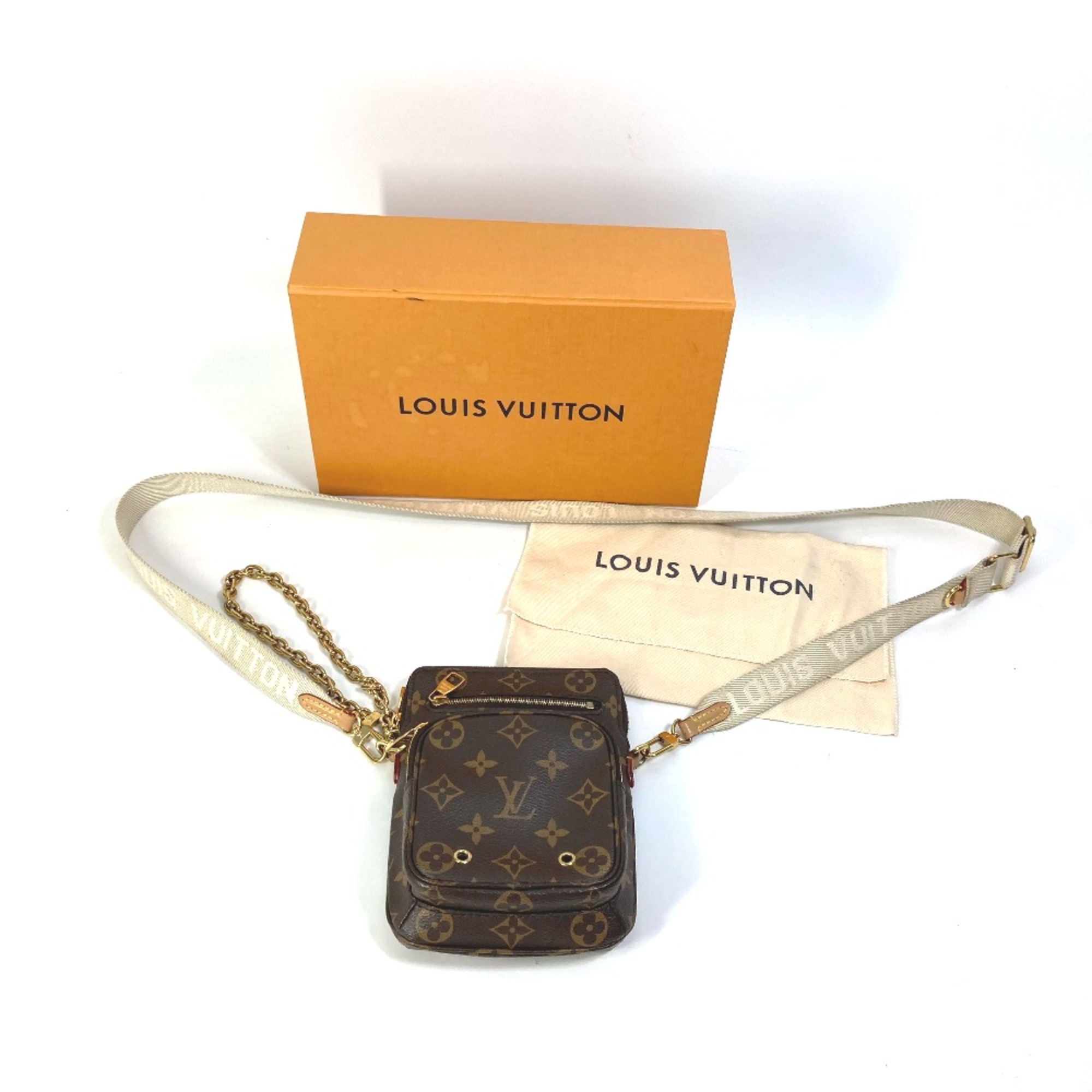 Louis Vuitton M80746 Monogram Crossbody Pochette Chain Bag Hand Bag Shoulder Bag Brown