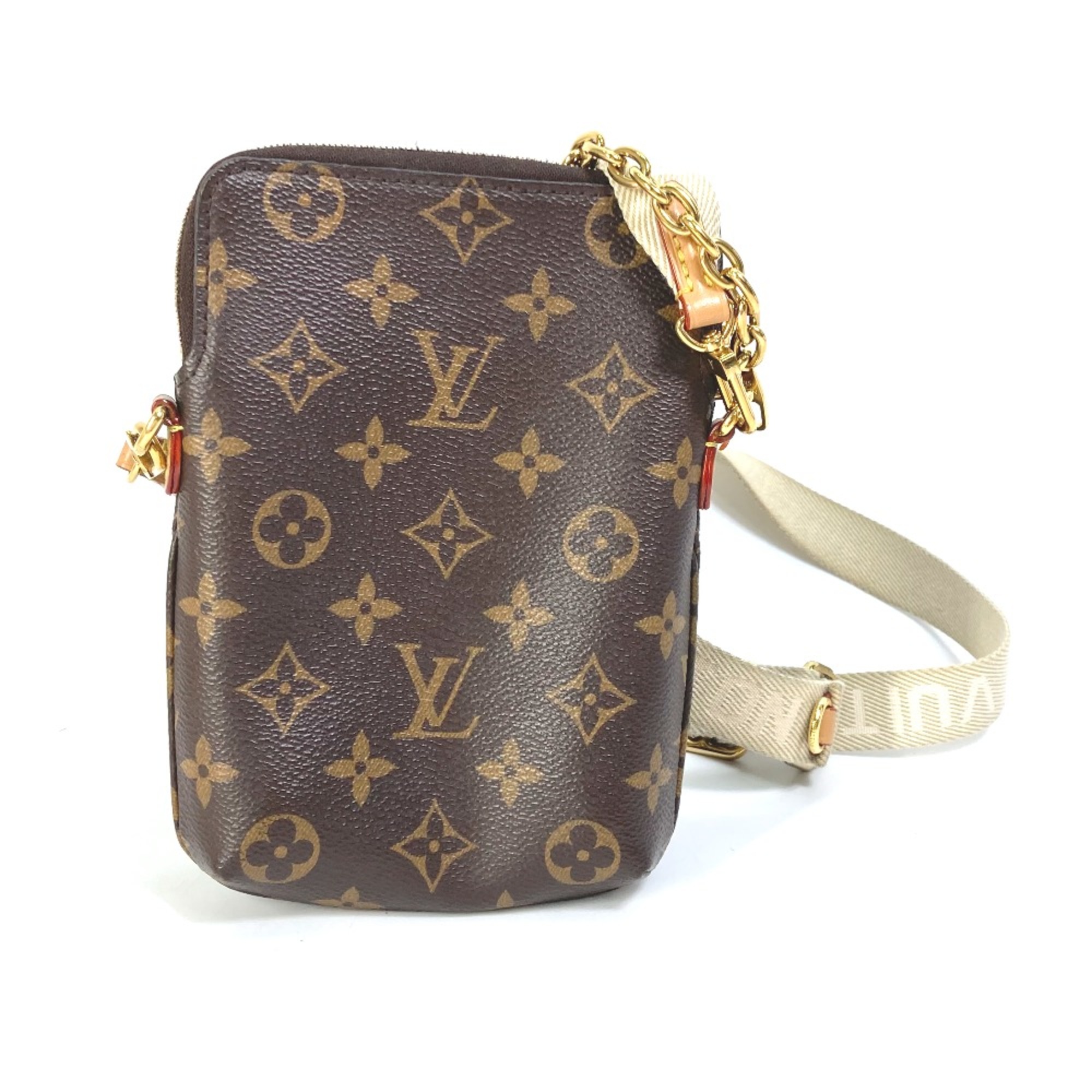 Louis Vuitton M80746 Monogram Crossbody Pochette Chain Bag Hand Bag Shoulder Bag Brown