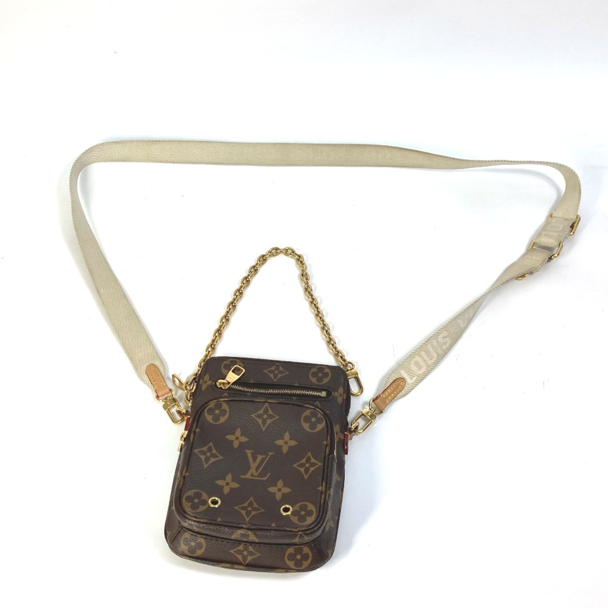 Louis Vuitton M80746 Monogram Crossbody Pochette Chain Bag Hand Bag Shoulder Bag Brown