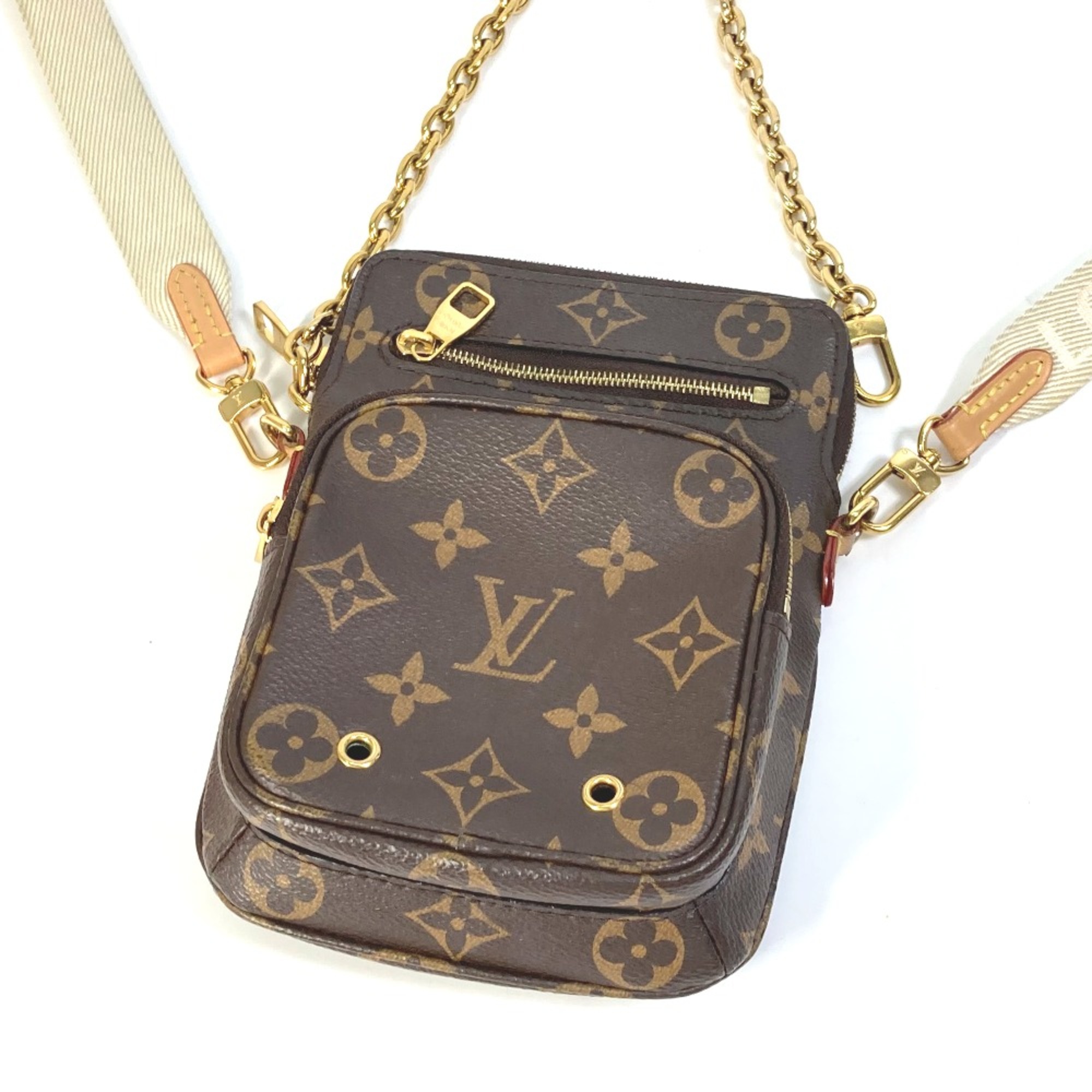 Louis Vuitton M80746 Monogram Crossbody Pochette Chain Bag Hand Bag Shoulder Bag Brown