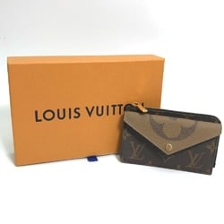 Louis Vuitton M81303 Monogram Giant Reverse L-shaped zipper Wallet Coin Compartment coin purse Brown