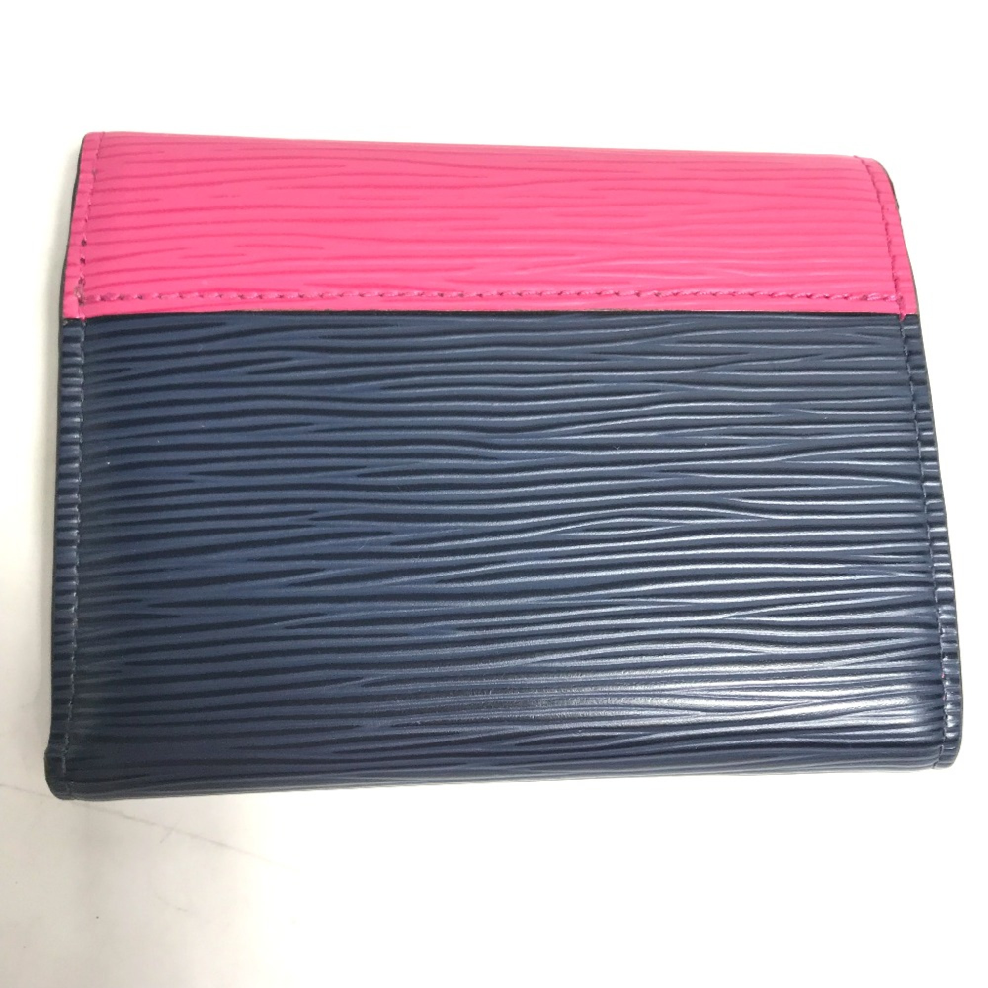 Louis Vuitton M62204 Epi Bicolor Trifold wallet Indigo Bluex pink pink Navy