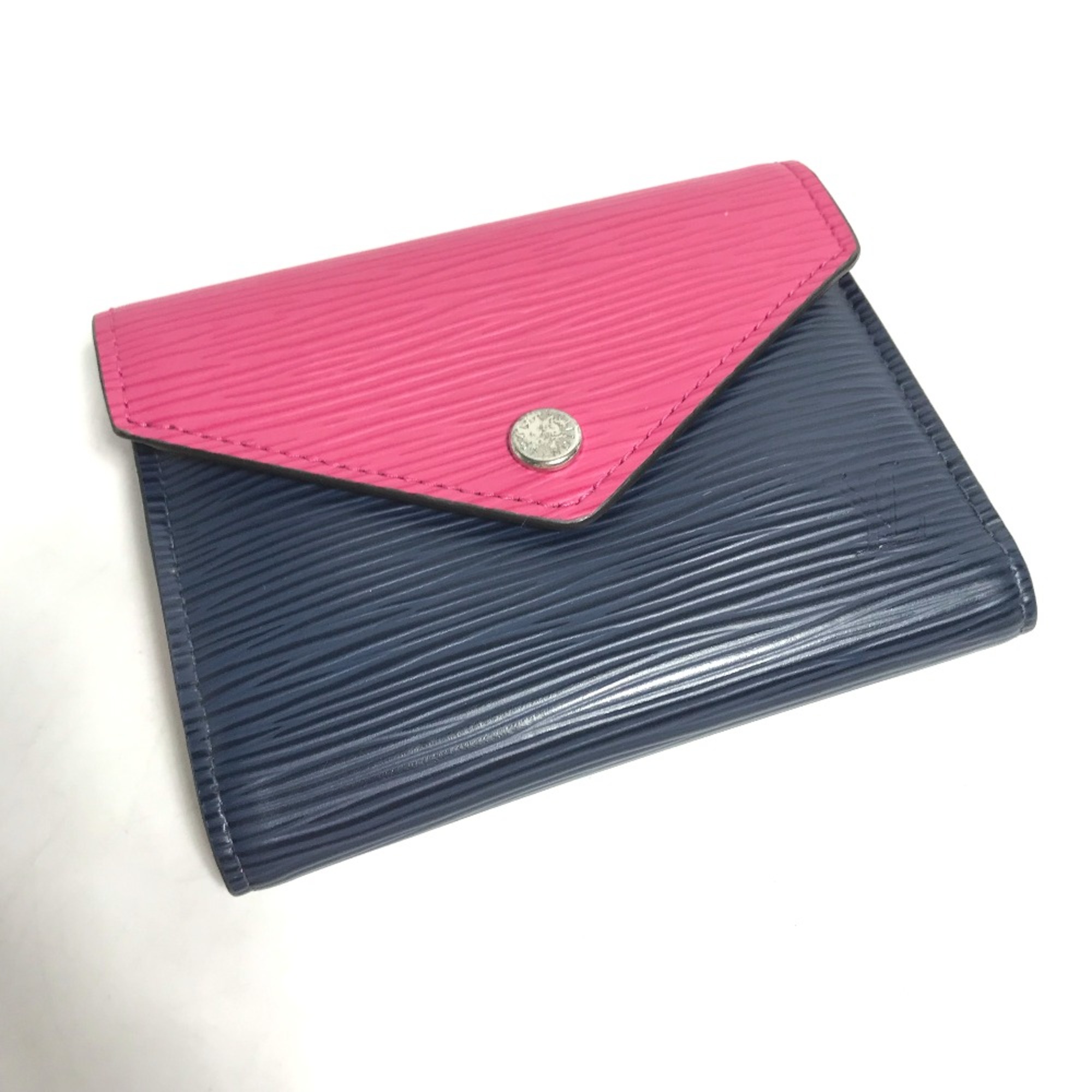 Louis Vuitton M62204 Epi Bicolor Trifold wallet Indigo Bluex pink pink Navy