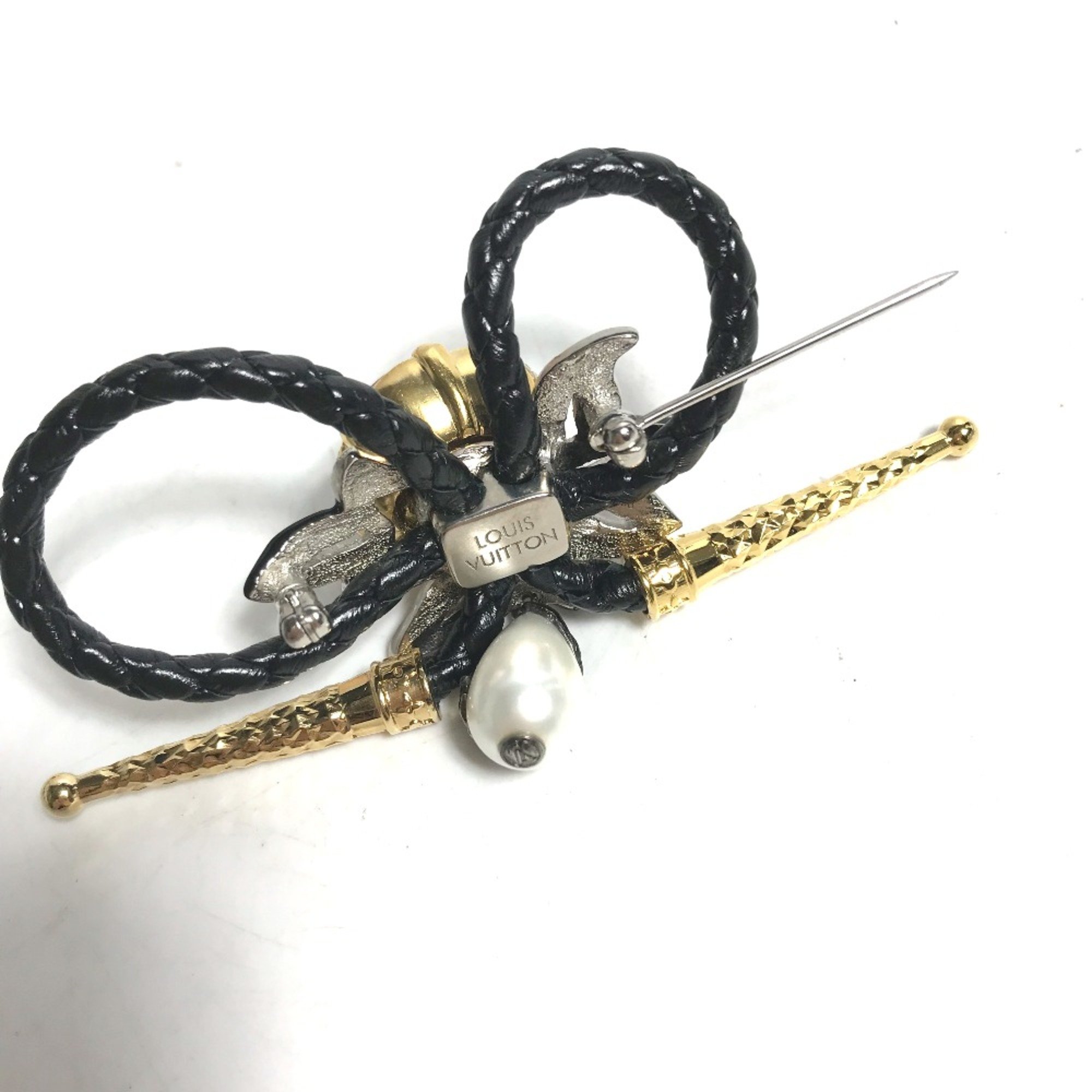 Louis Vuitton MP2197 Accessories Rhinestone Brooch Black Gold